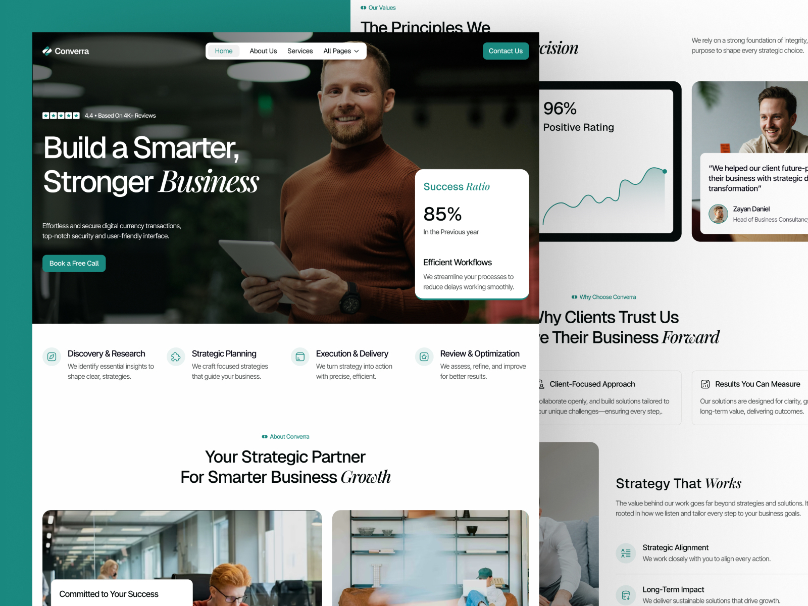 Converra — Free Consulting & Advisory Framer Template preview