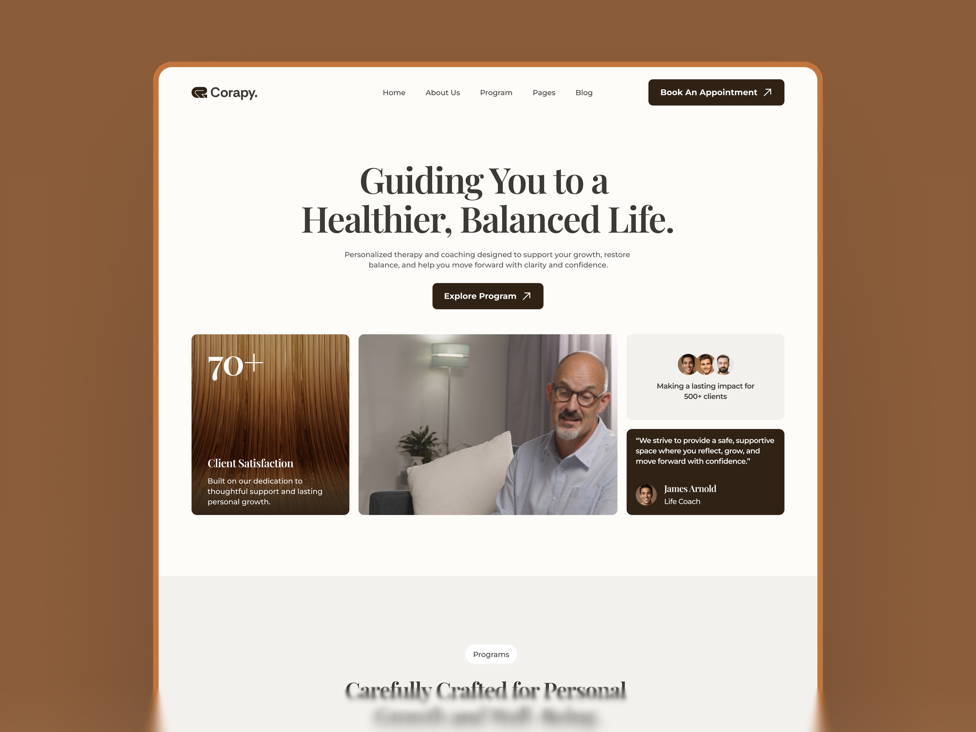 Corapy Well-being: Free Health Website Template by Tanjim Islam — Free Healthcare Framer Template preview