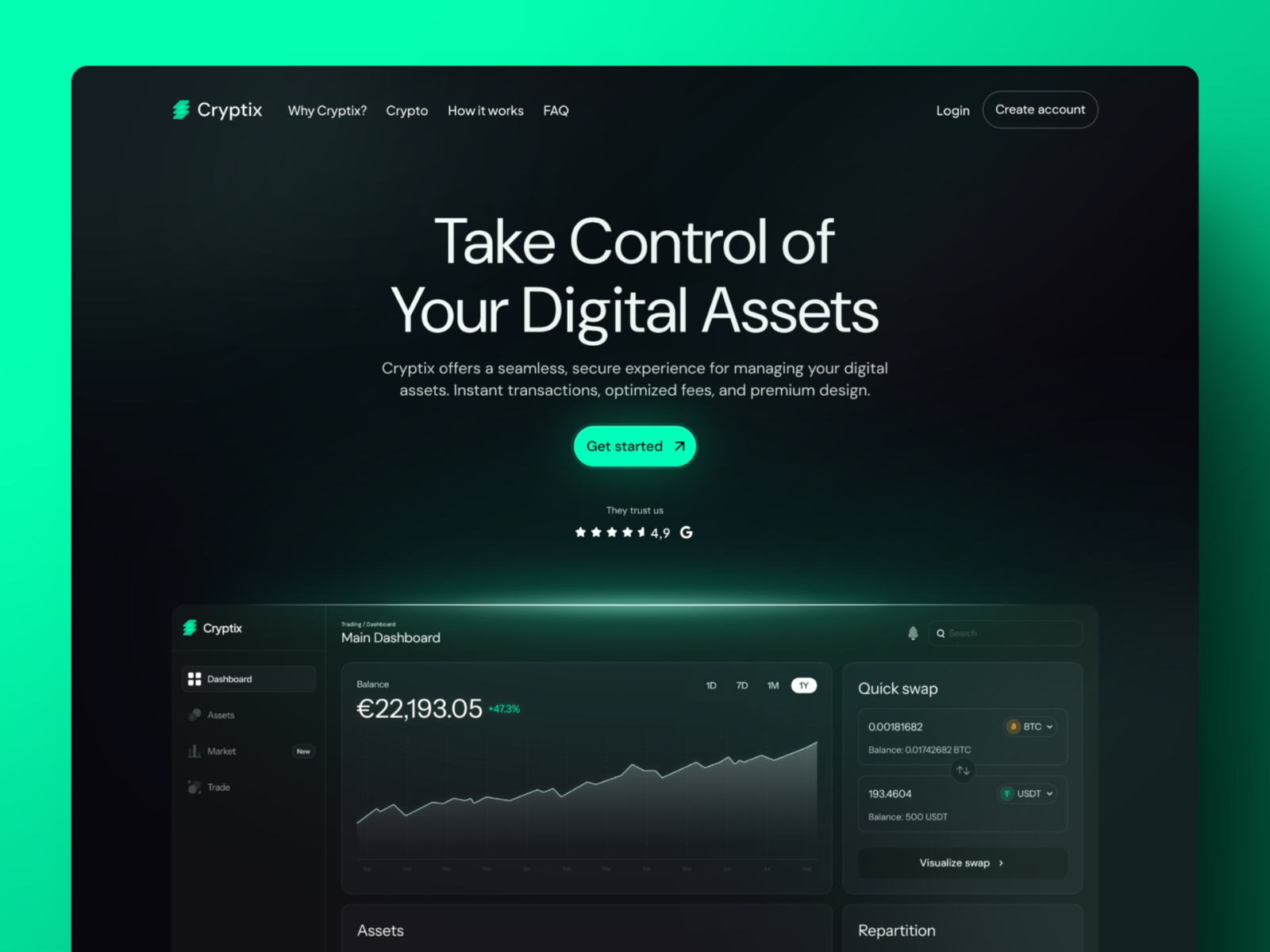 Cryptix — Crypto SaaS Framer Template preview