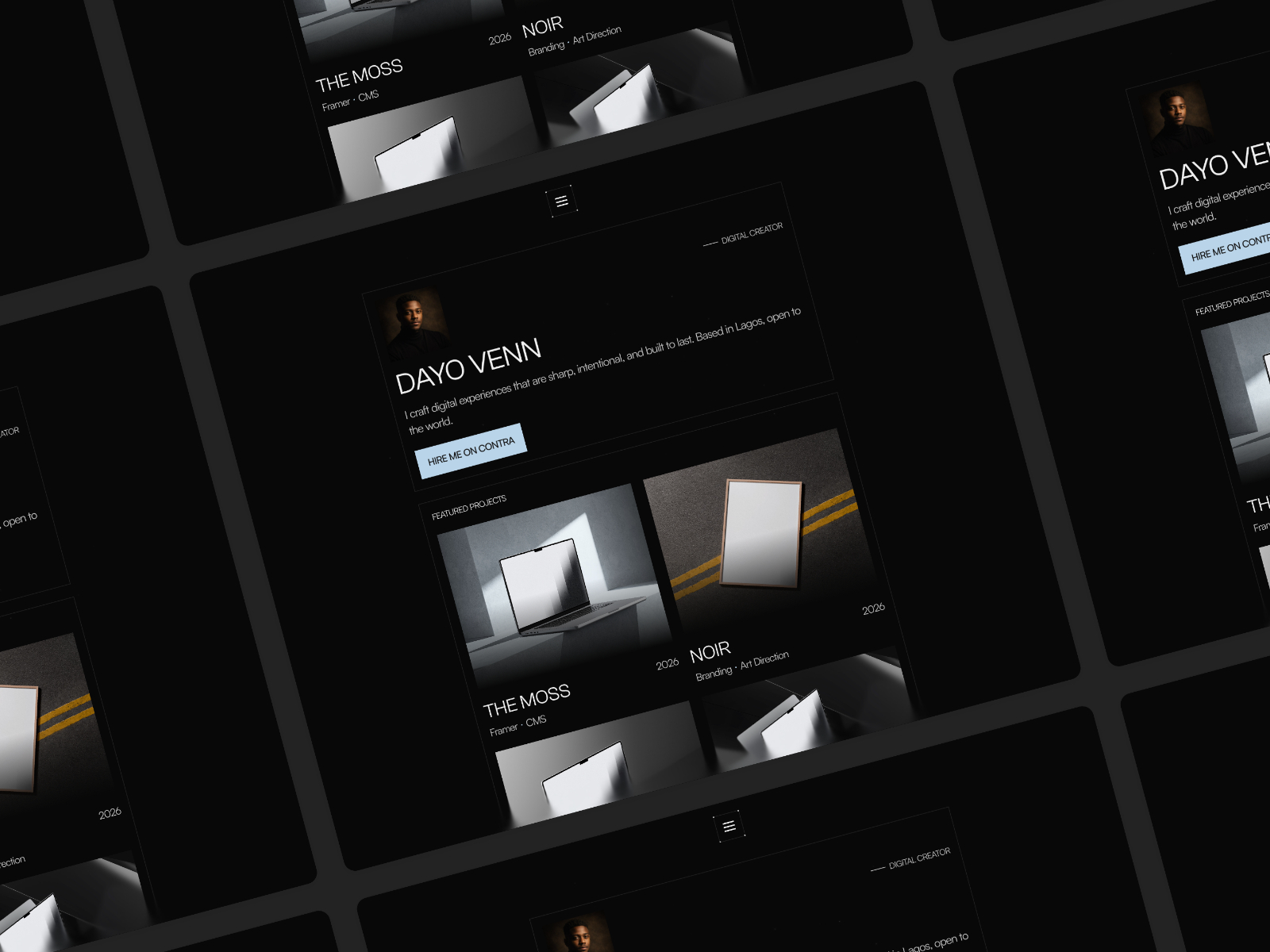 Dayo Venn — Free Creative Portfolio Framer Template preview
