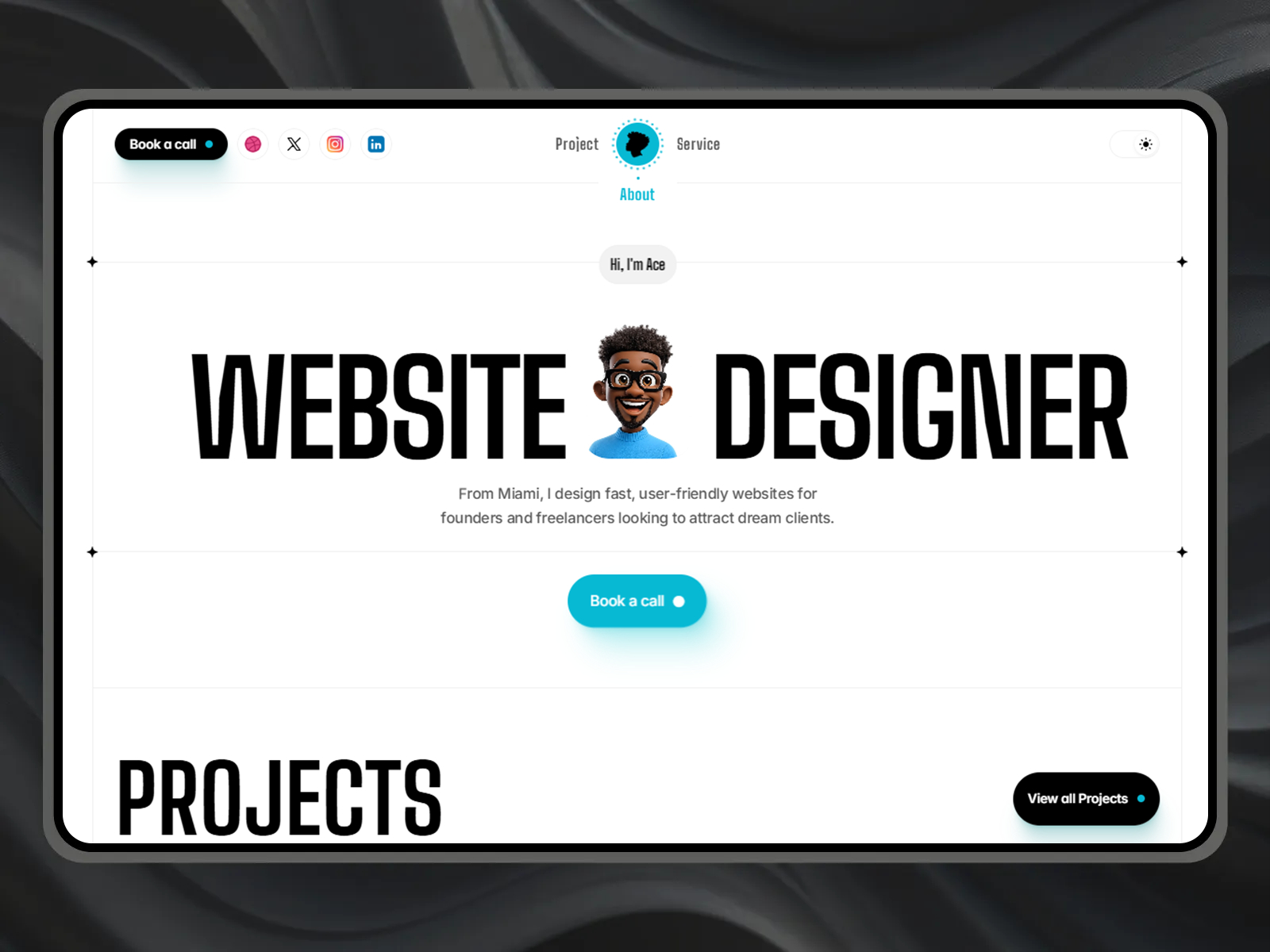 Dean — Free Designer Portfolio Framer Template preview