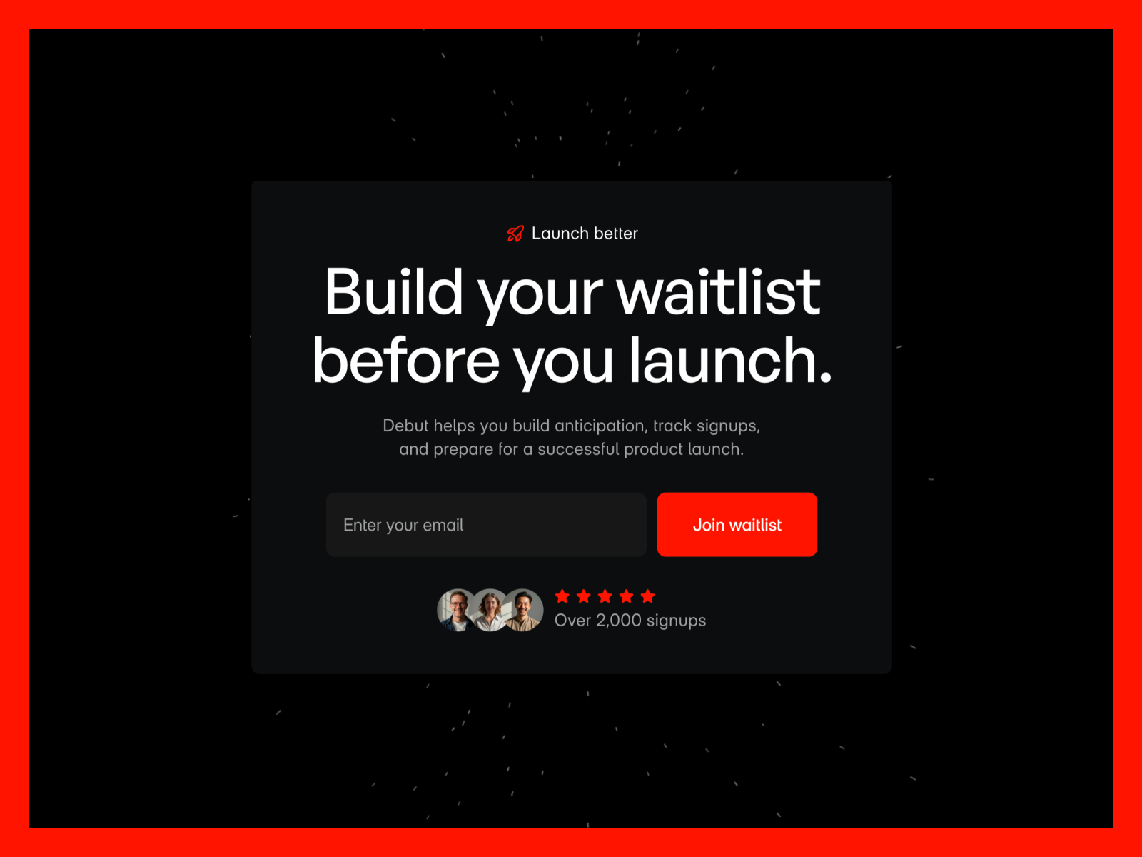 Debut — Free Waitlist Framer Template preview