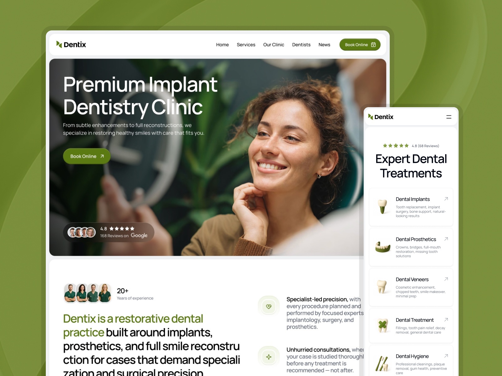 Dentix — Free Dental Framer Template preview