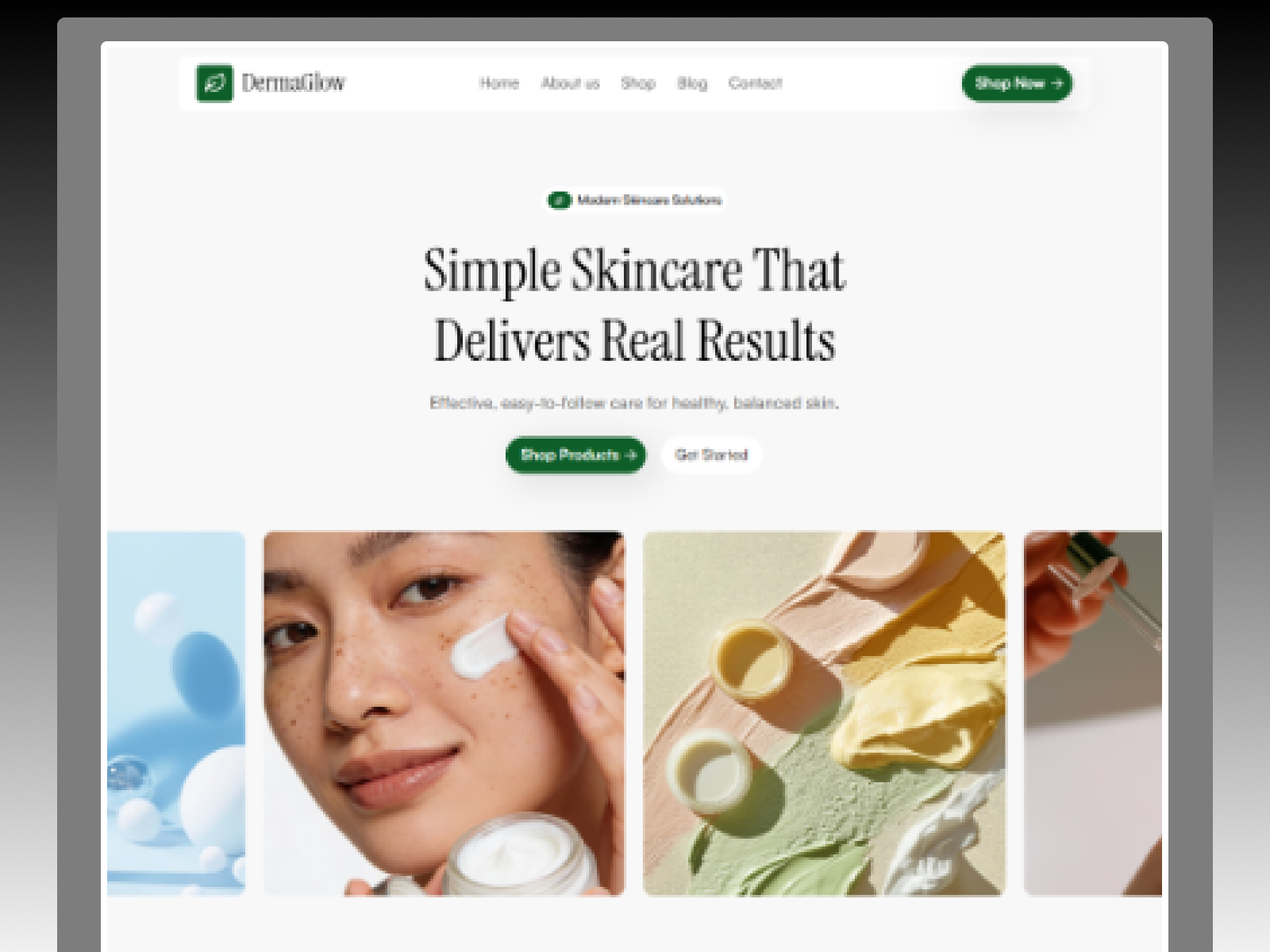 DermaGlow — Free Skincare and Beauty Brand Framer Template preview