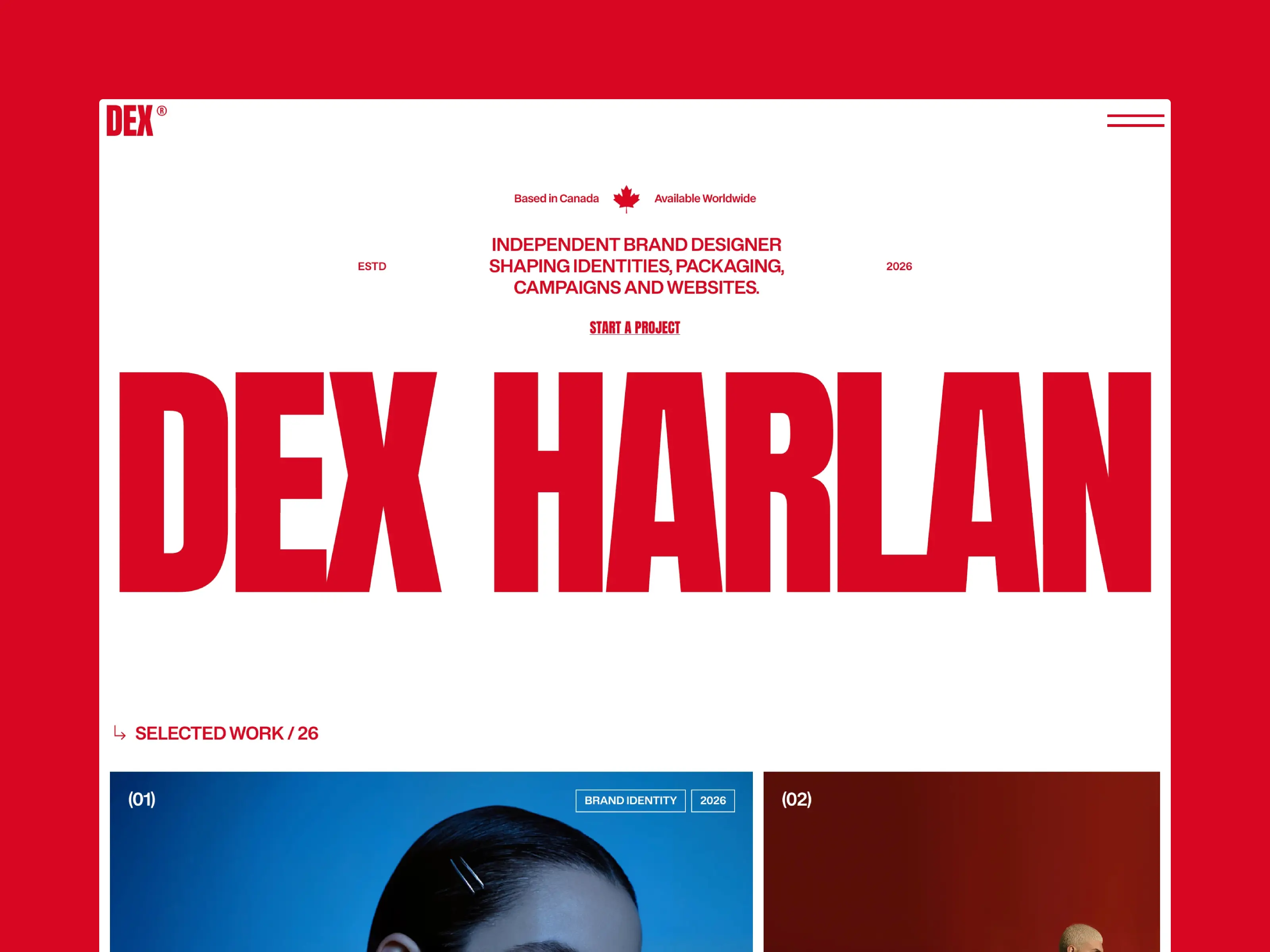 Dex Harlan — Free Portfolio Template for Framer preview