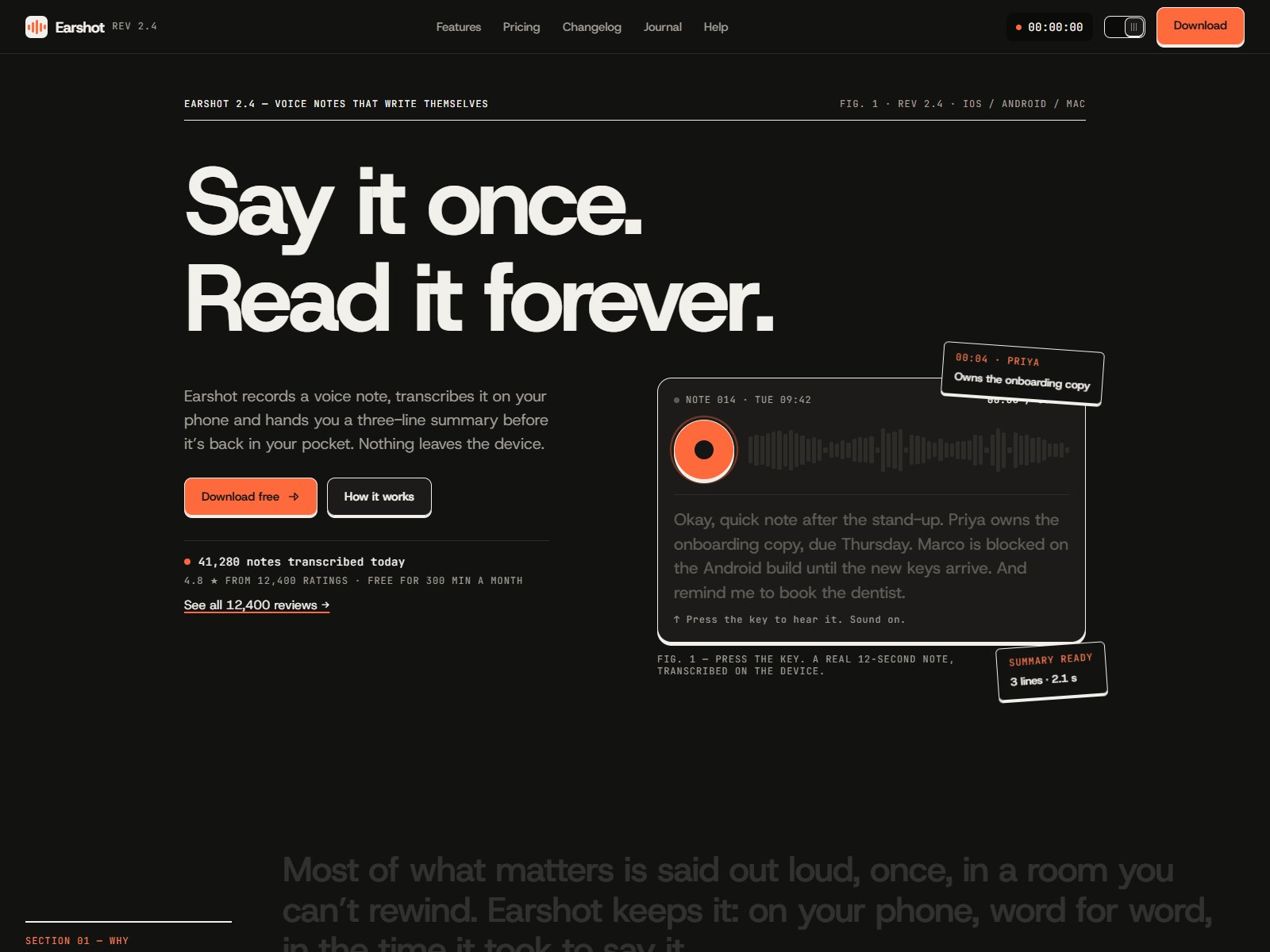 Earshot — Free SaaS Template for Framer preview