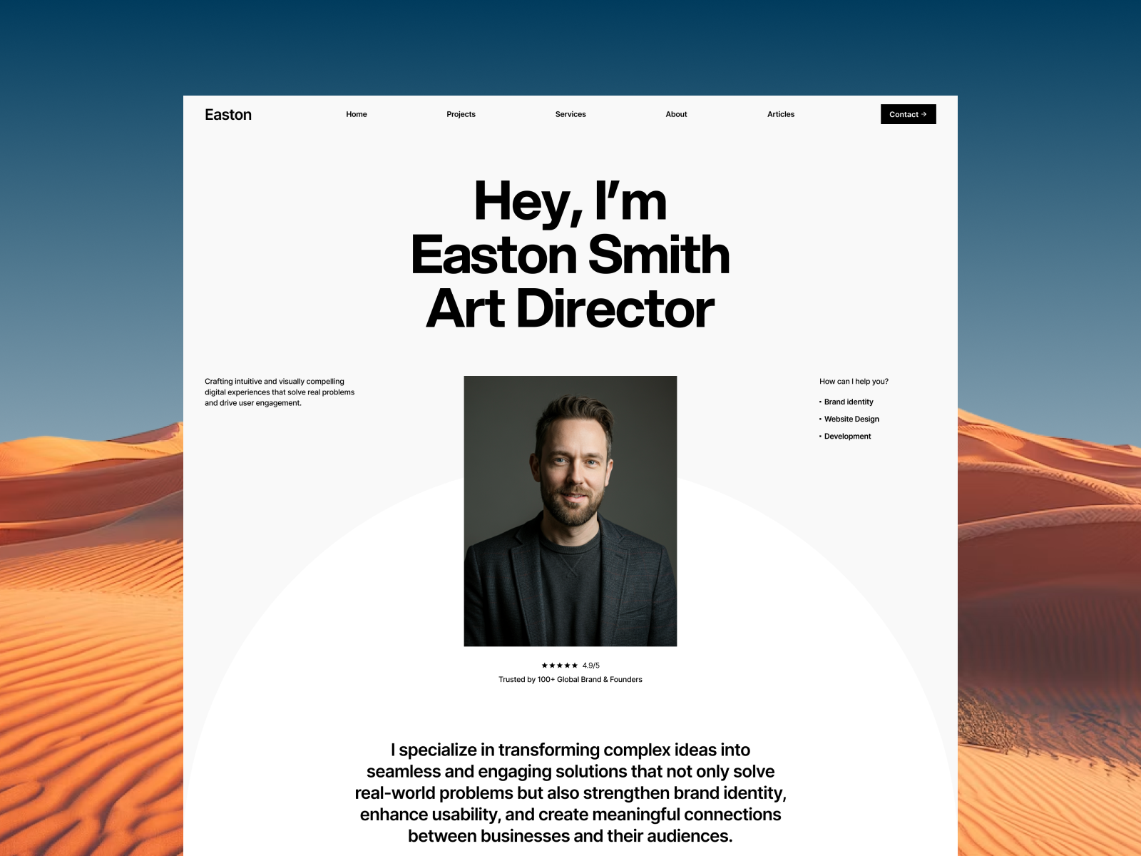 Easton — Free Portfolio Template for Framer by Quix Studio preview