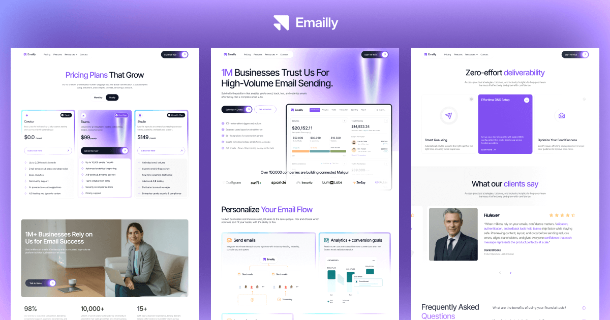 Emailly — Free Technology Website Template by Tri Minds — Free Portfolio Template for Framer by Tri preview