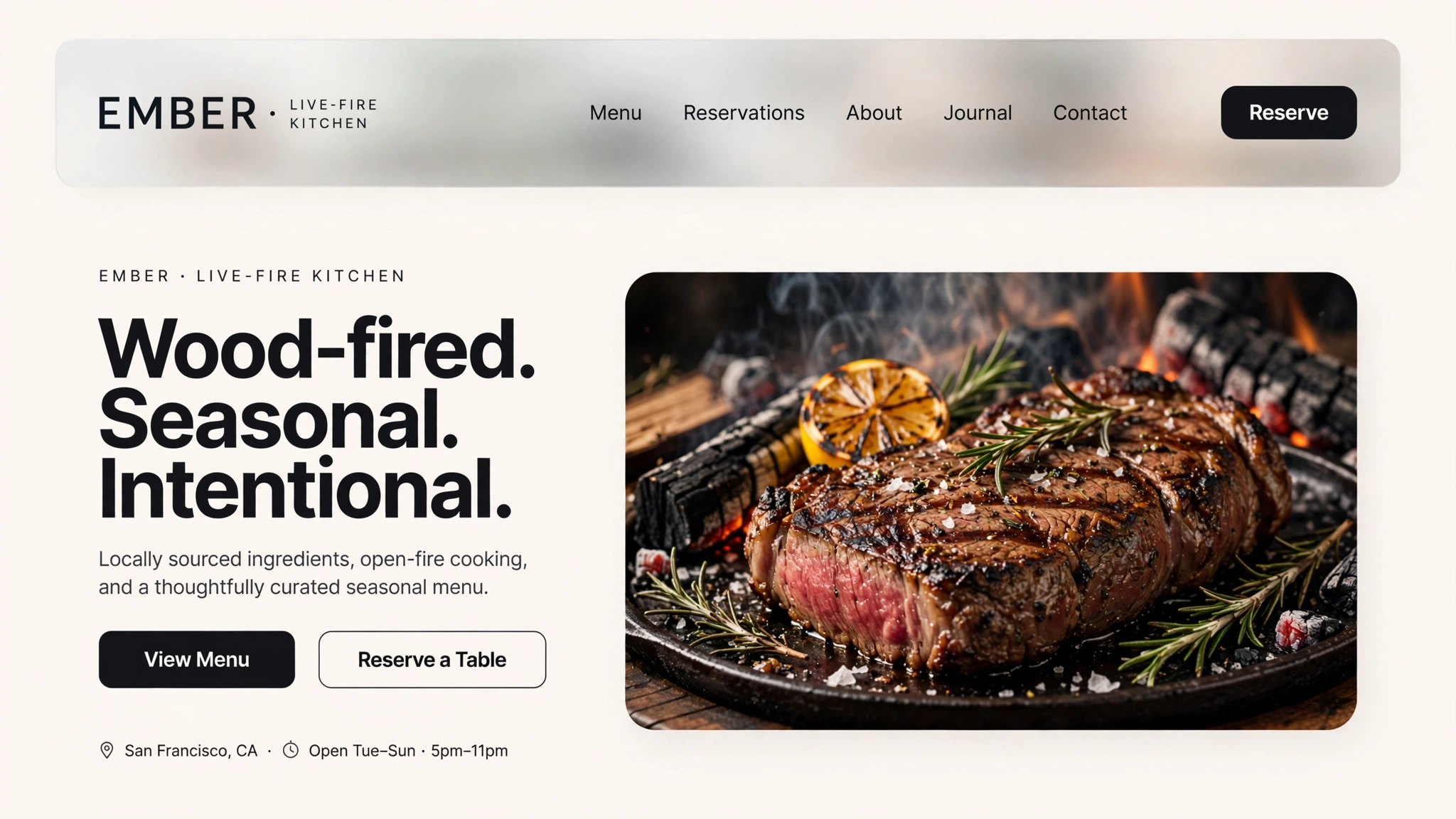 EMBER — Free Food Website Template by Anas Wadi — Free Food Template for Framer by Anas preview