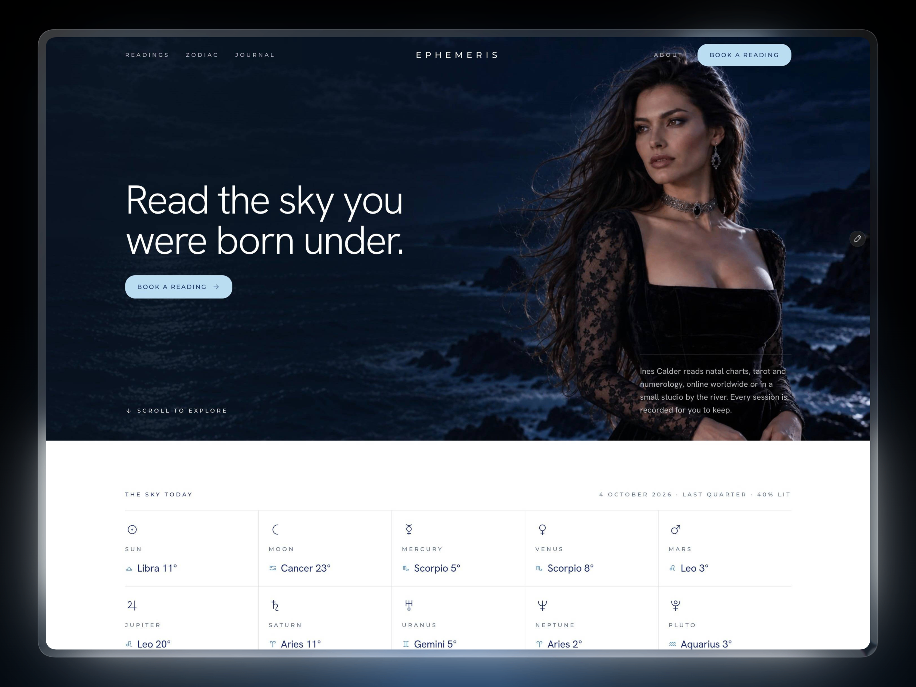 Ephemeris — Free Freelance Template for Framer preview