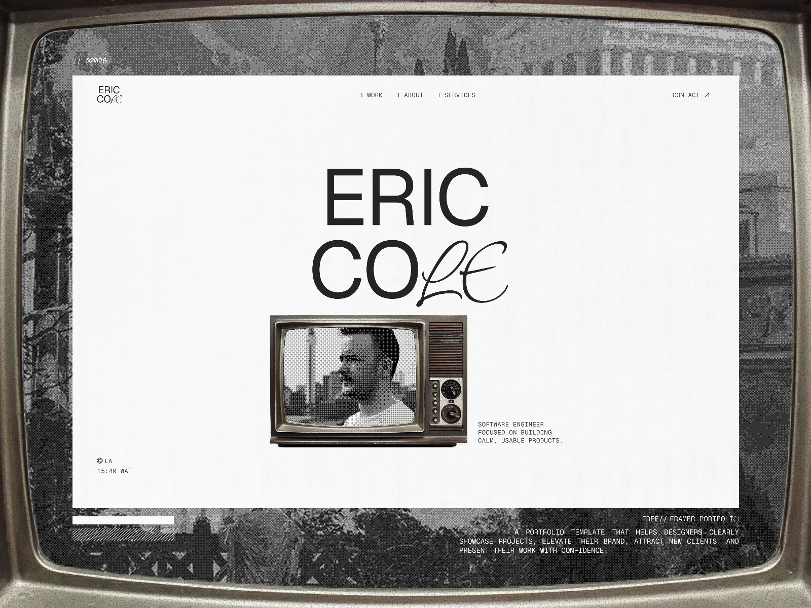 Eric Cole — Free Portfolio Framer Template preview