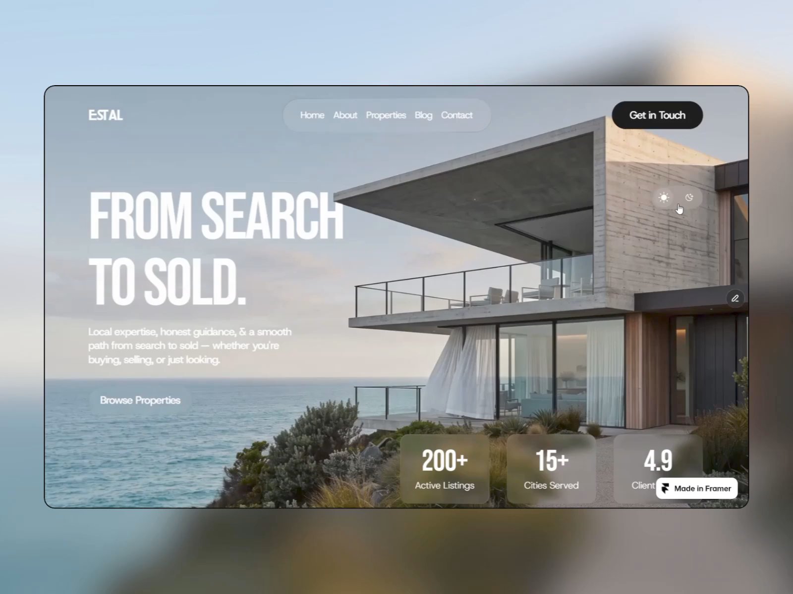 Estal — Free Real Estate Framer Template preview