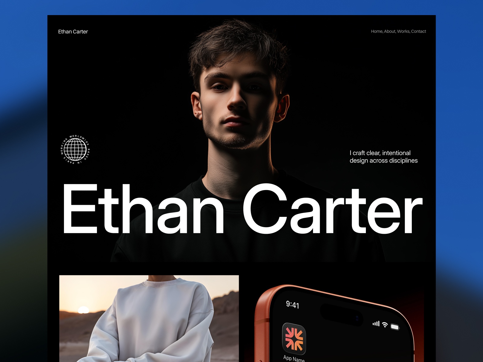 Ethan Carter — Free Freelancer Portfolio Framer Template preview