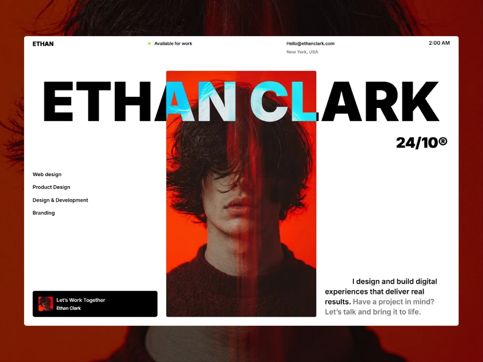 ETHANCLARK — Free Portfolio Framer Template preview