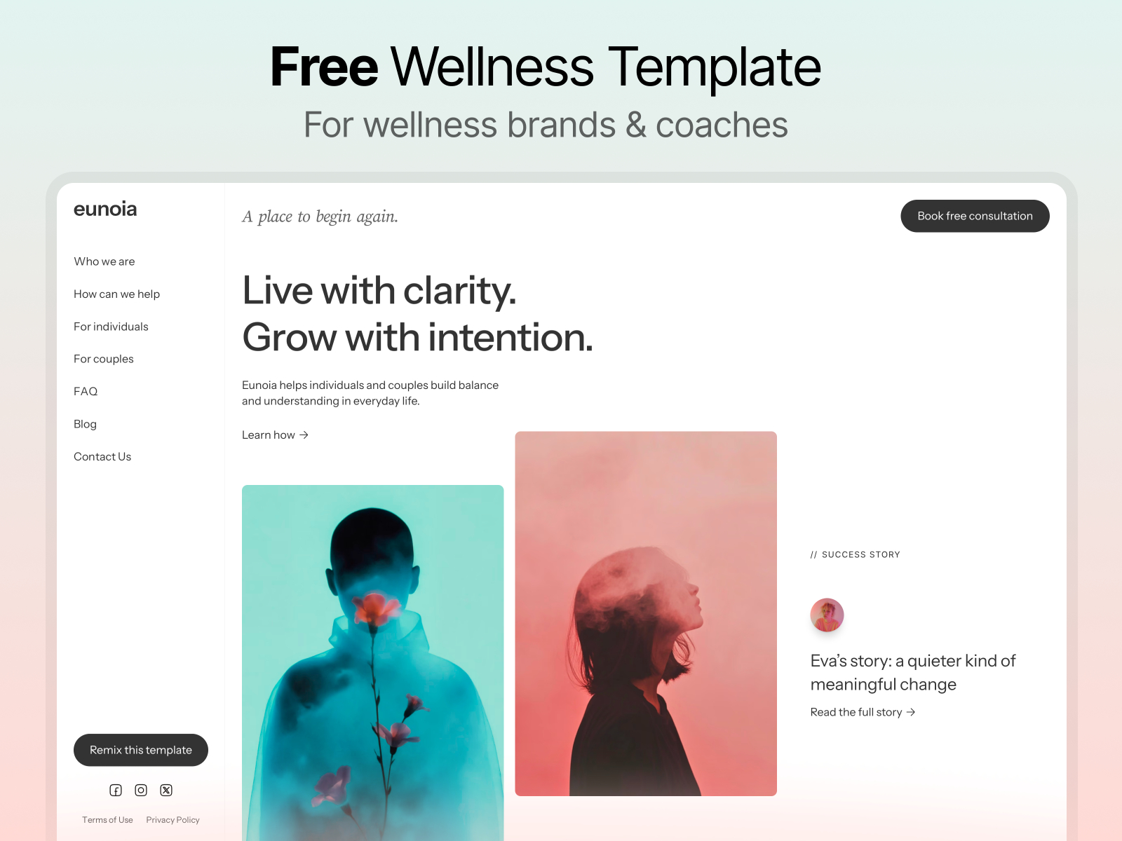 Eunoia — Free Education Framer Template preview