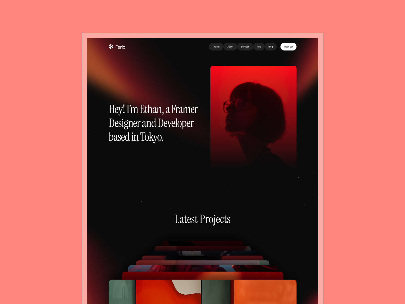 Ferio — Free Personal Portfolio Framer Template preview