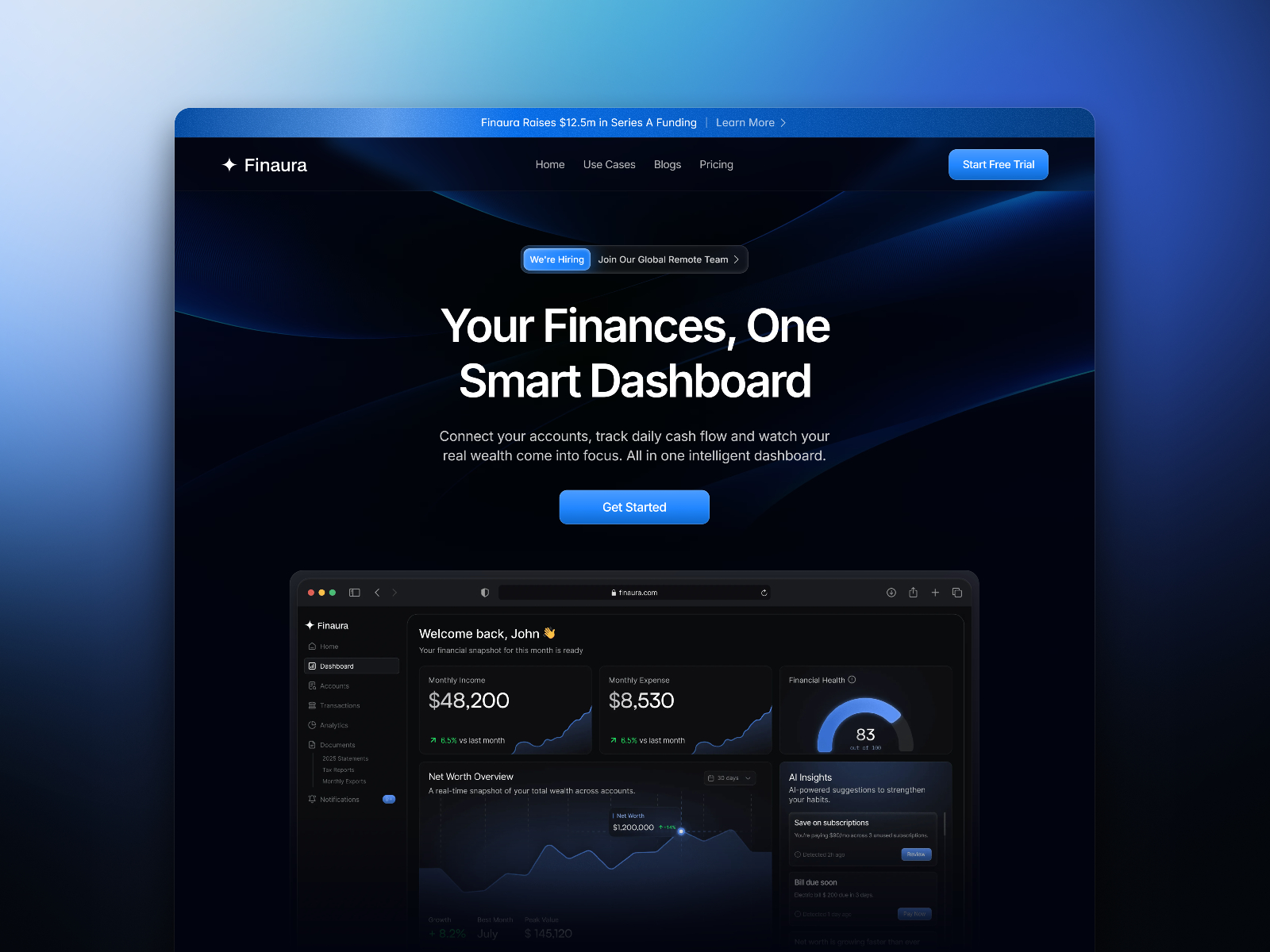 Finaura - Free Finance Framer Template preview