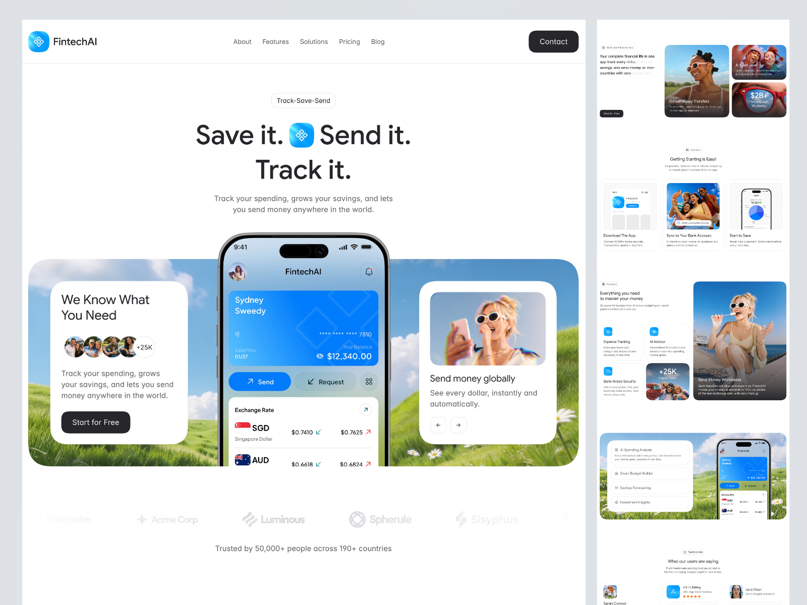 FineTech — Free Fintech App Marketing Framer Template preview