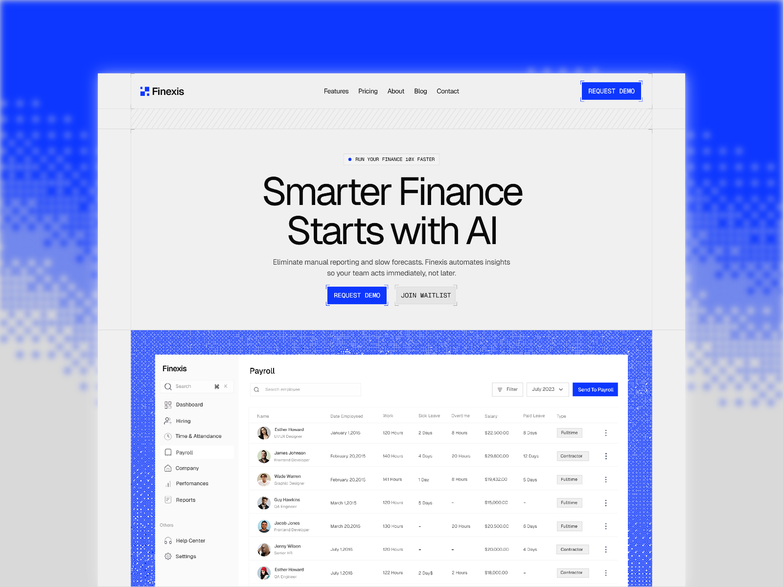 Finexis — Free AI SaaS B2B Framer Template preview