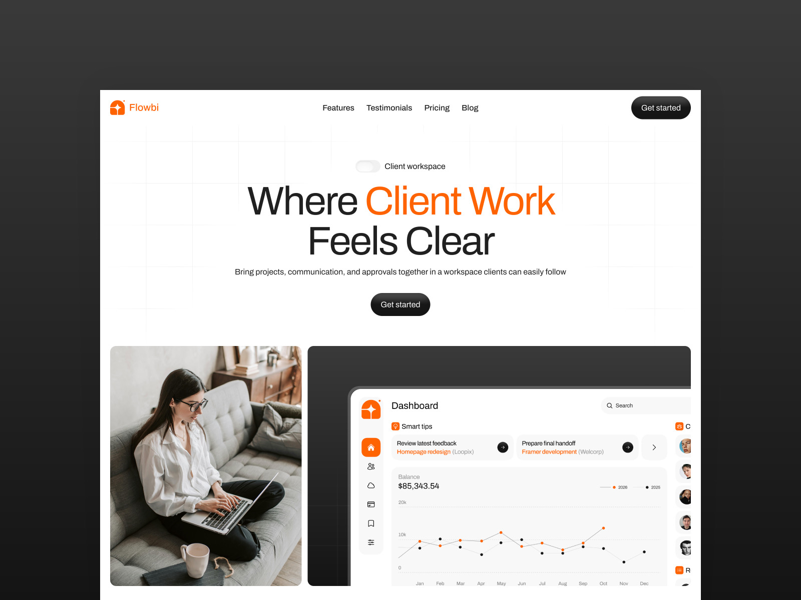 Flowbi – Free Minimal SaaS Landing Page Framer Template preview