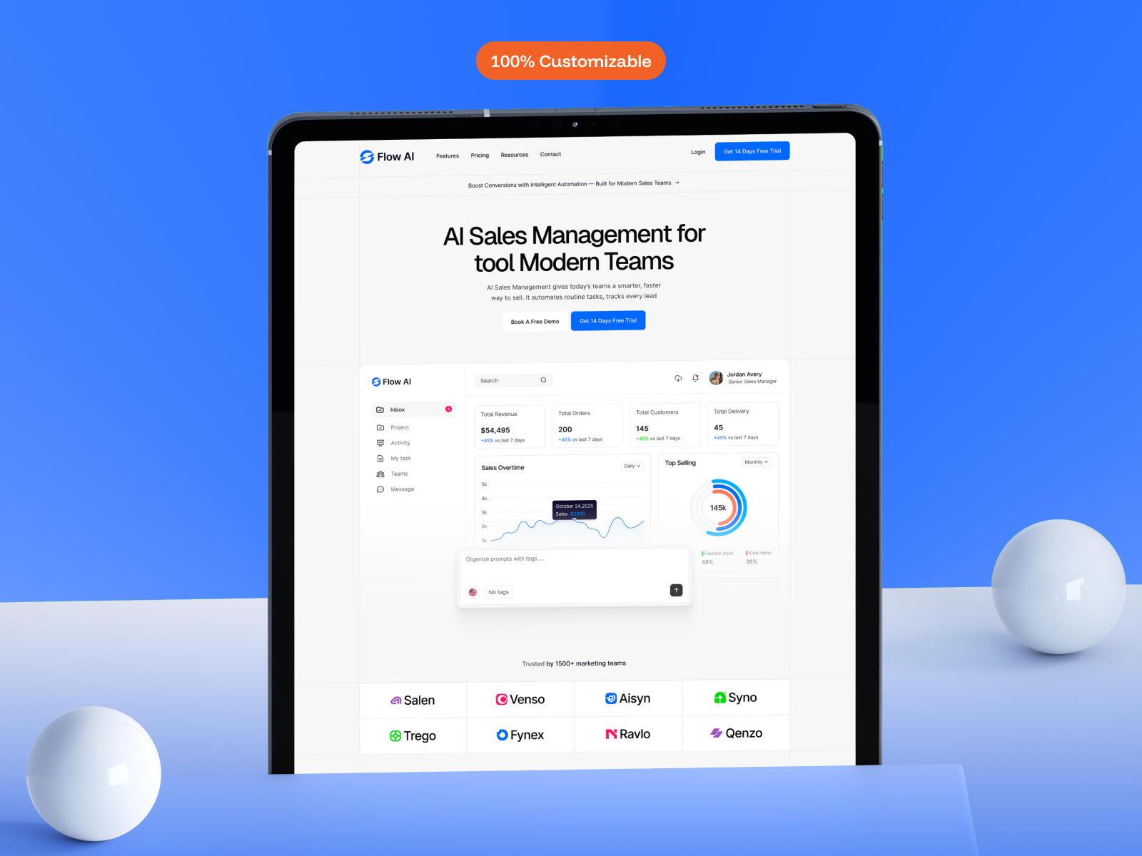 Flowg — Free AI Sales SaaS Framer Template preview
