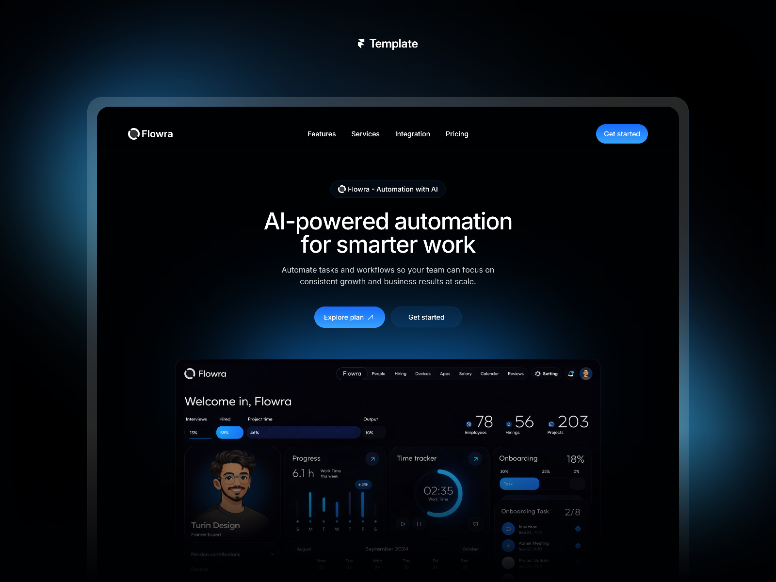 Flowra — Free Automotive Framer Template preview