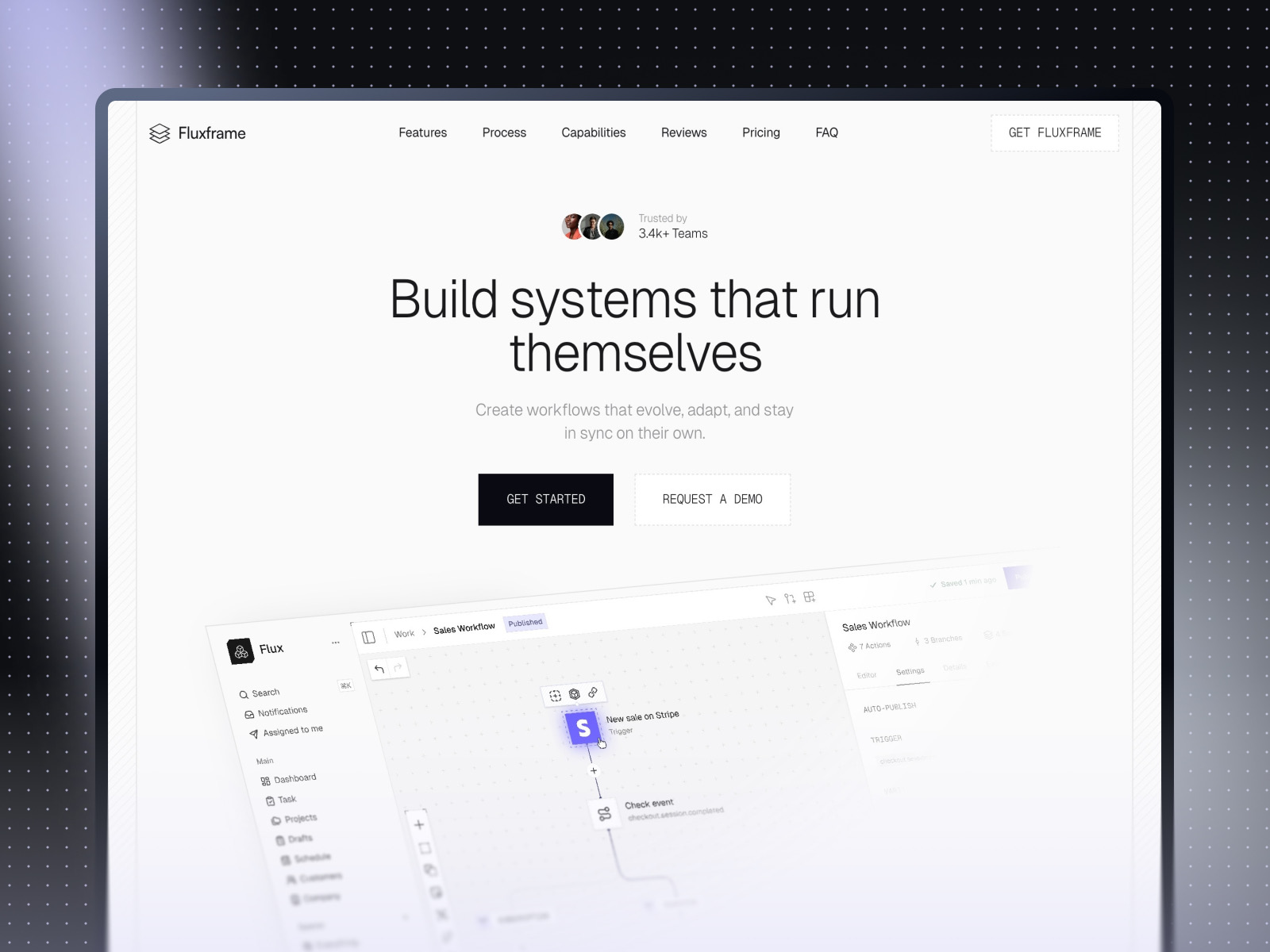 Fluxframe – Free Animated SaaS Landing Page Framer Template preview