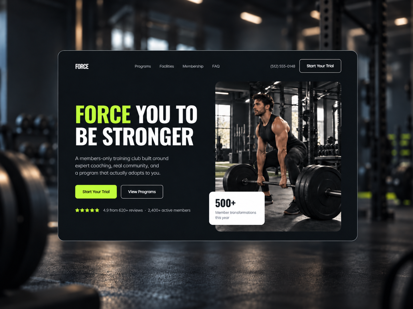 FORCE Athletic Club — Free Fitness Template for Framer by Unknown preview