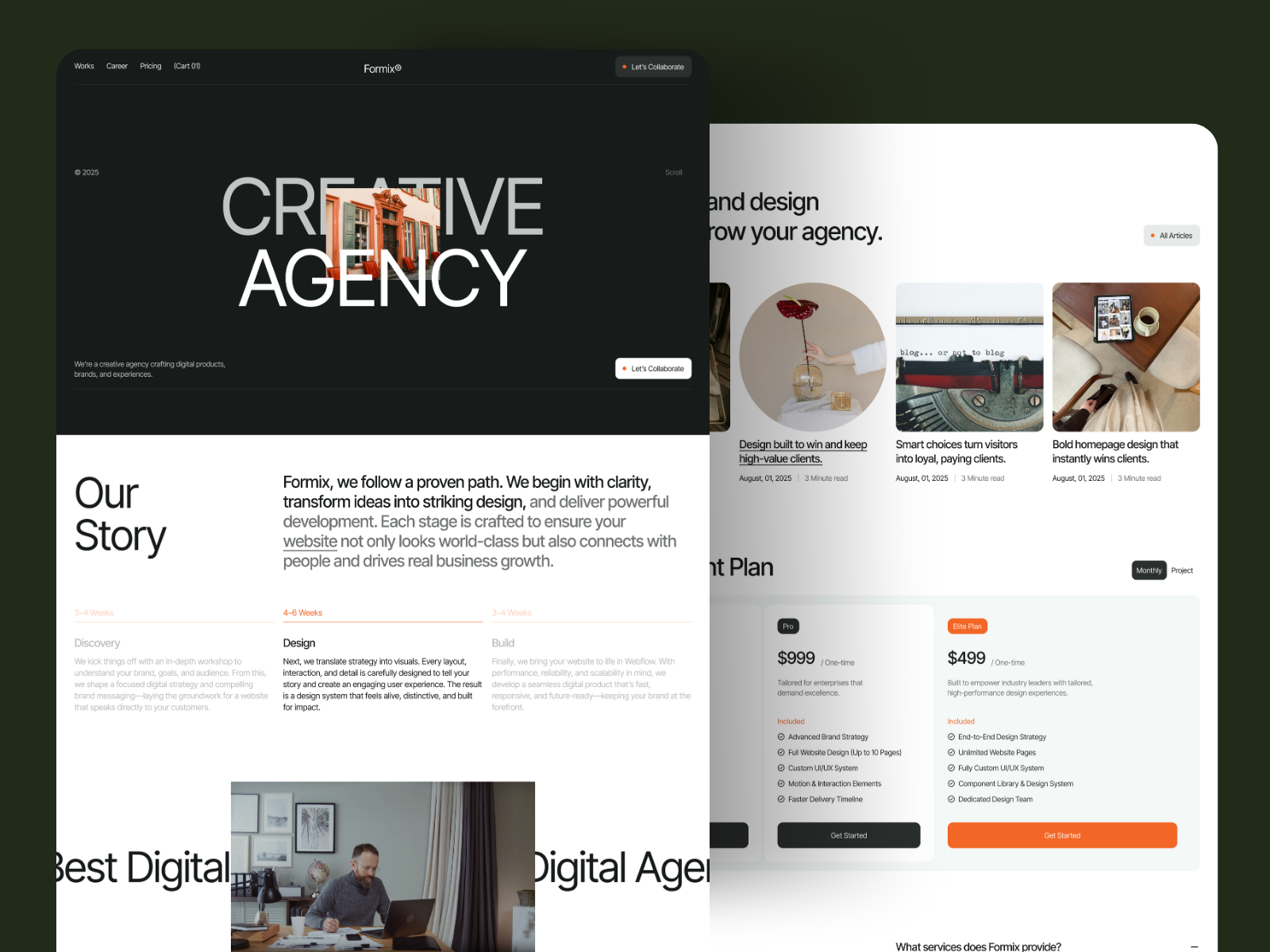 Formix Co — Free Dark Agency & Portfolio Framer Template preview