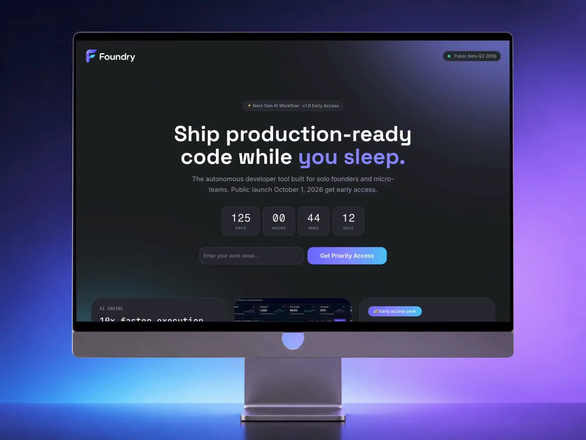Foundry X: Free Portfolio Website Template by Hamim Reza — Free SaaS Framer Template preview