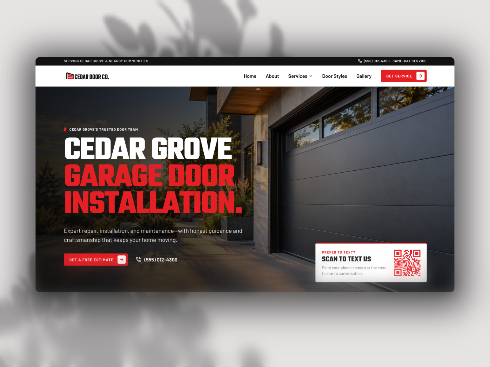Garage Door Company — Free Home Services Template for Framer preview