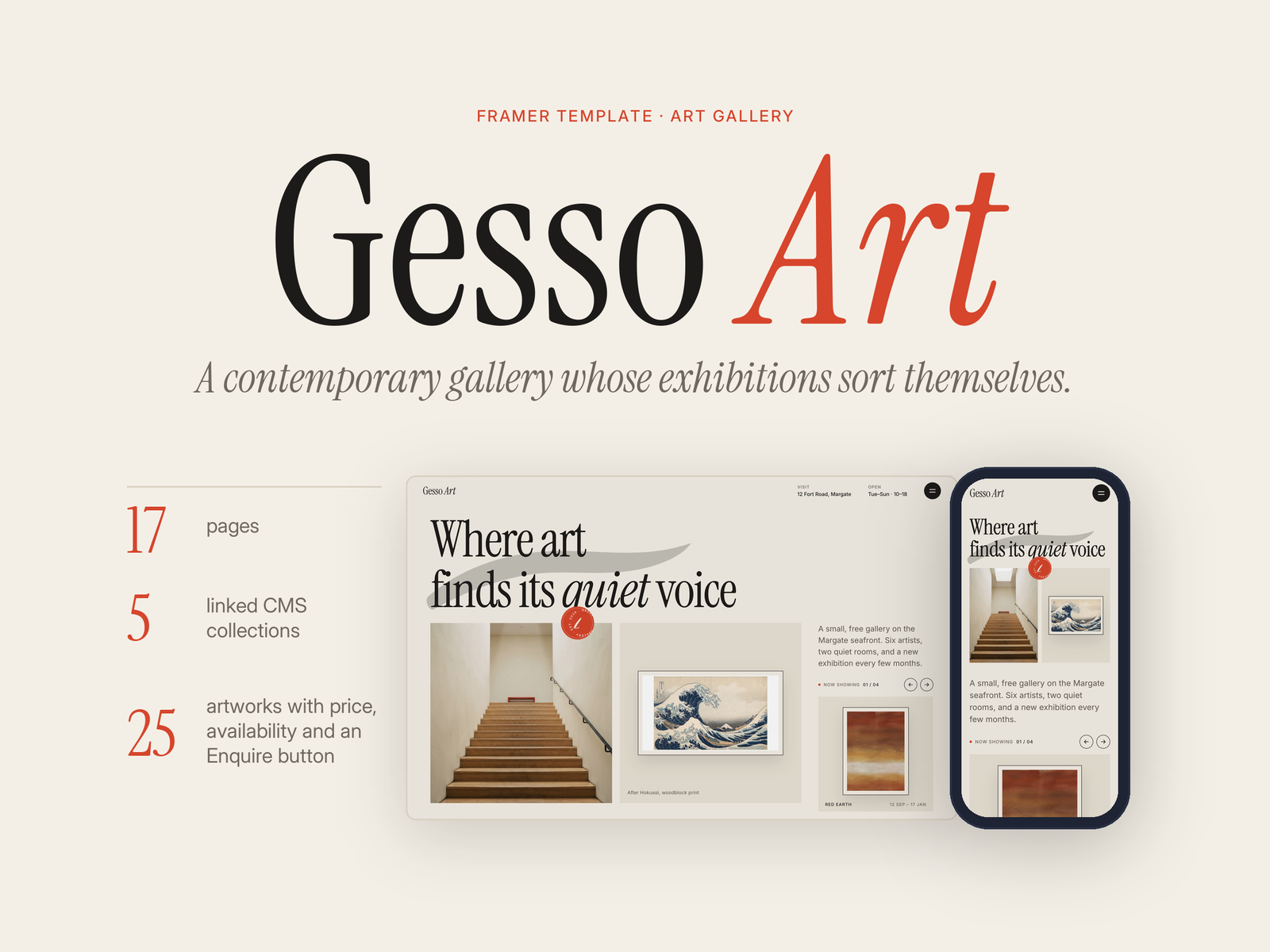 Gesso Art — Free Events Template for Framer preview