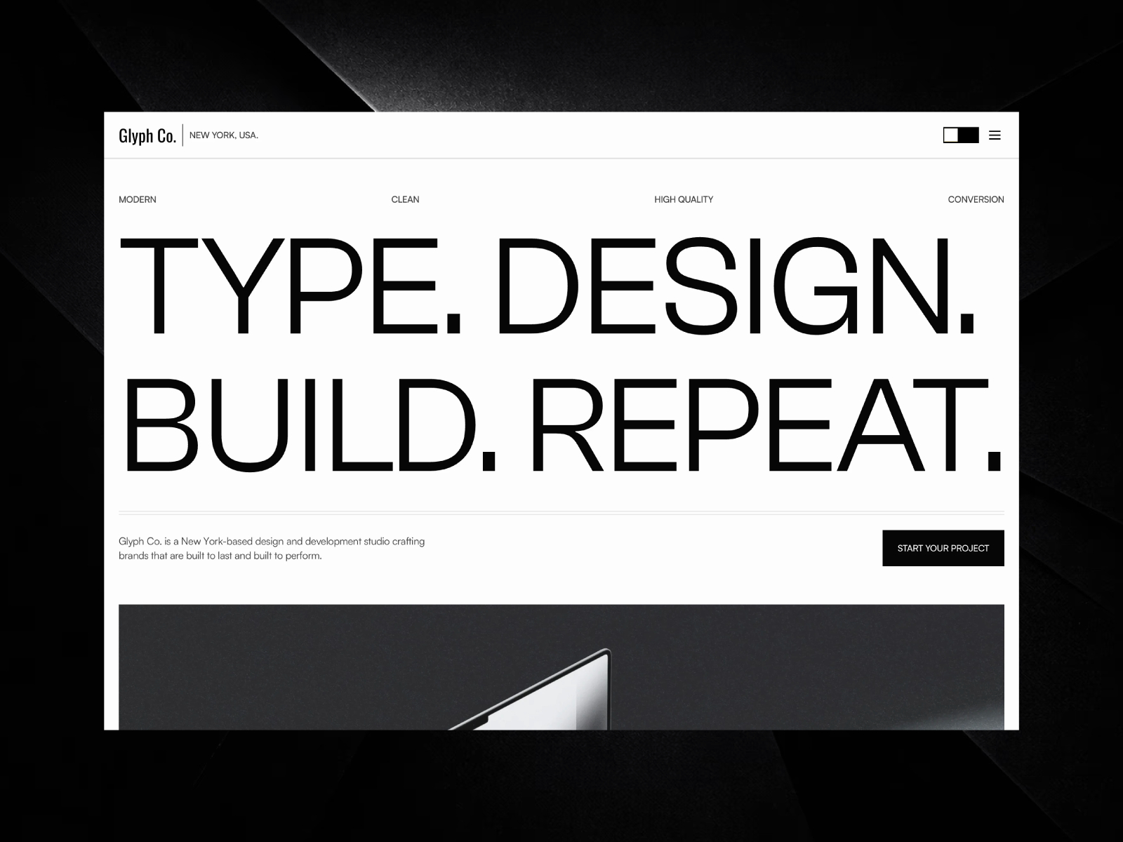 Glyph Co. — Free Design & Dev Studio Framer Template preview