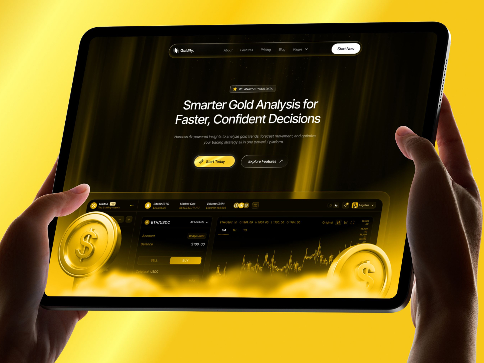 Goldify - Finance — Free Web3 Framer Template preview
