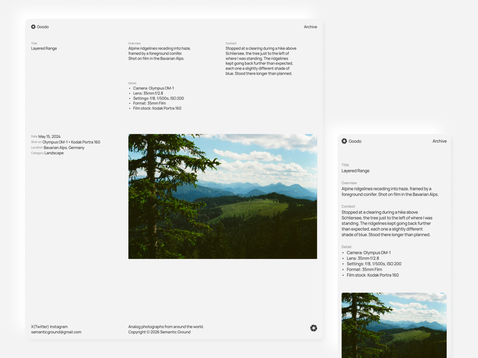 Goodo – Free Film & Analog Photography Log Framer Template preview
