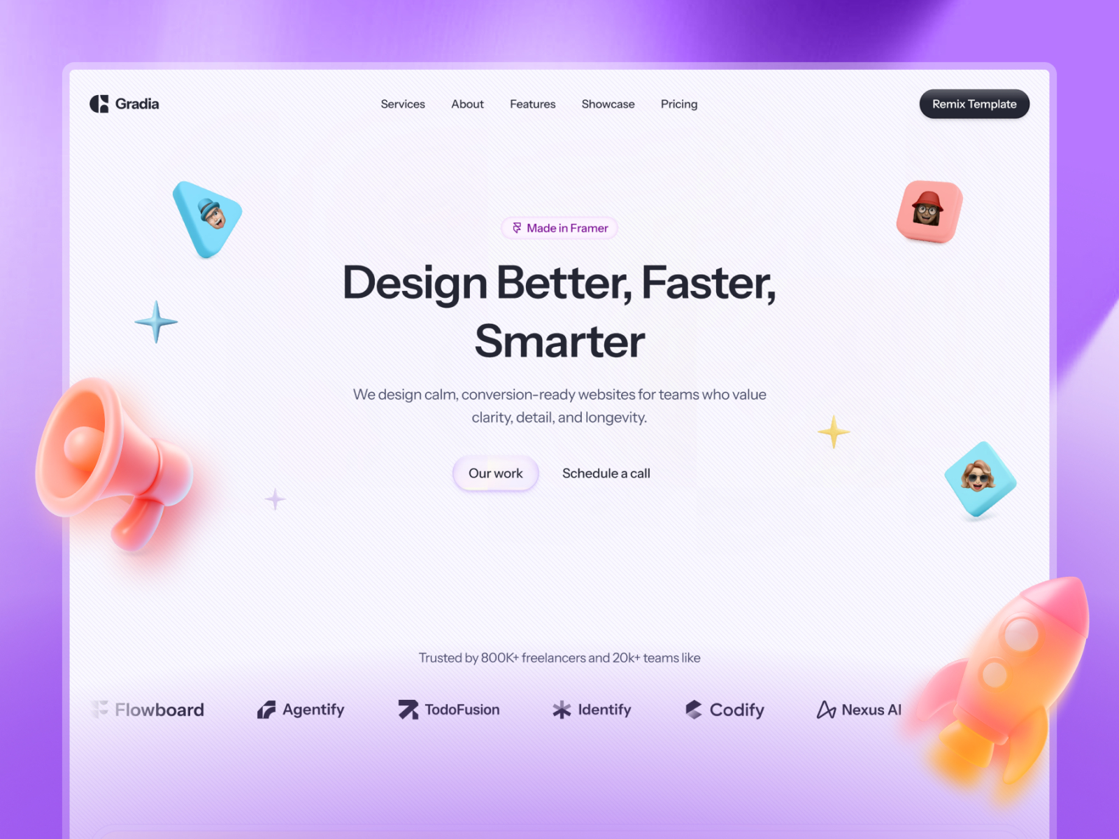 Gradia — Free Agency Framer Template preview