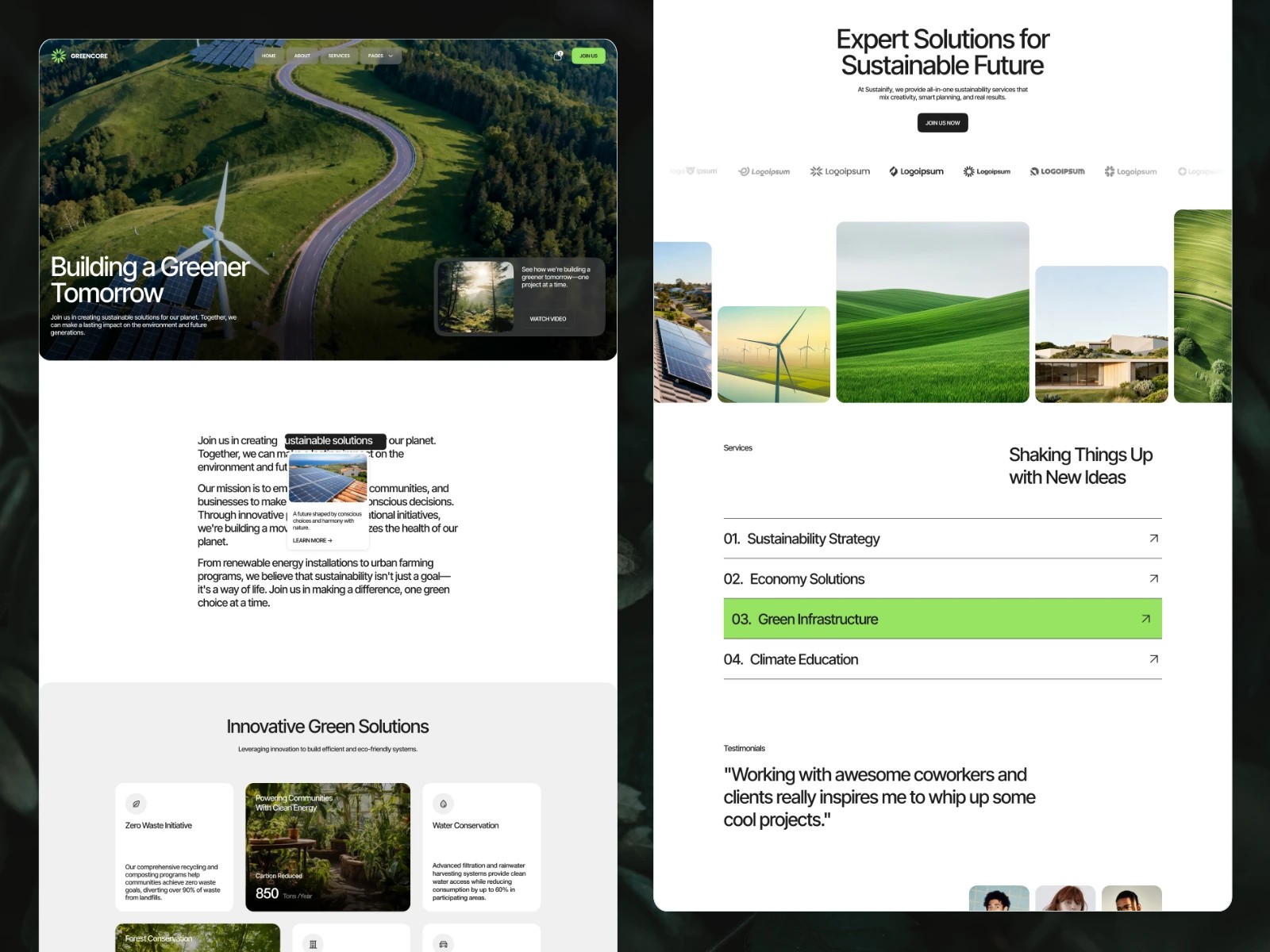 Greencore: Free Startup Website Template by Waida Studio — Free Ecommerce Framer Template preview