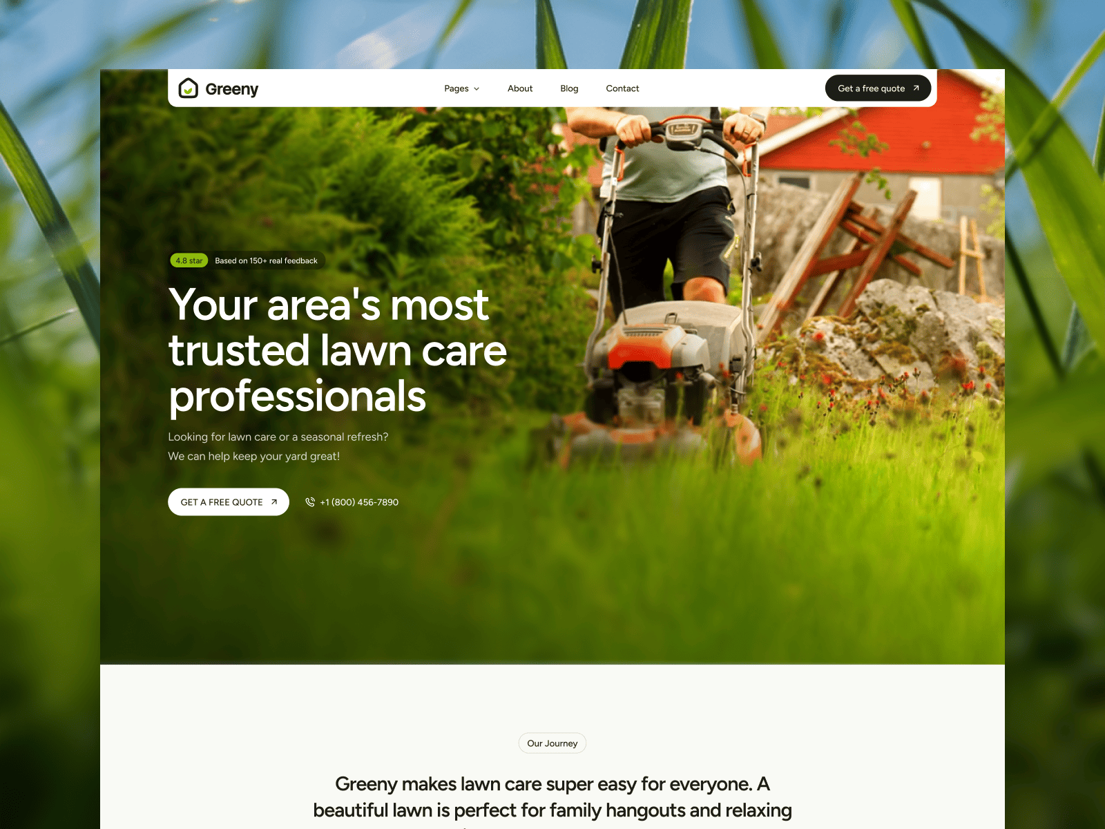 Greeniy — Free Portfolio Template for Framer preview