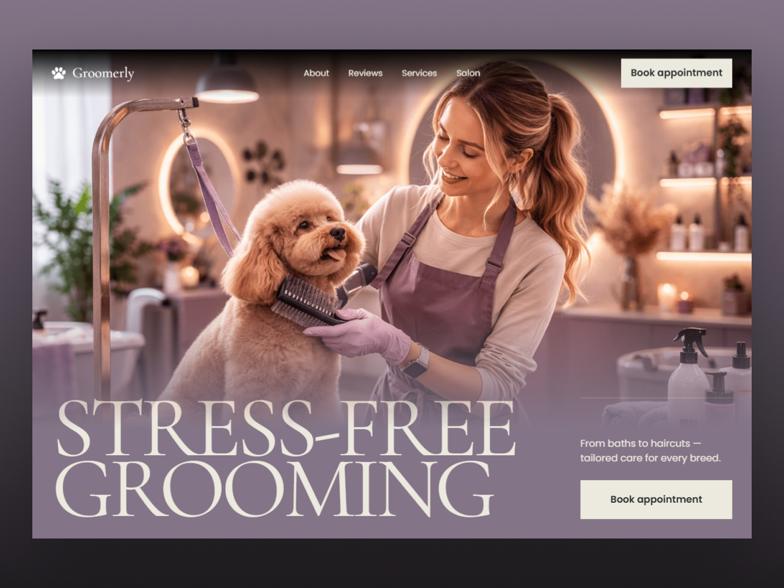 Groomerly — Free Pet Grooming Framer Template preview