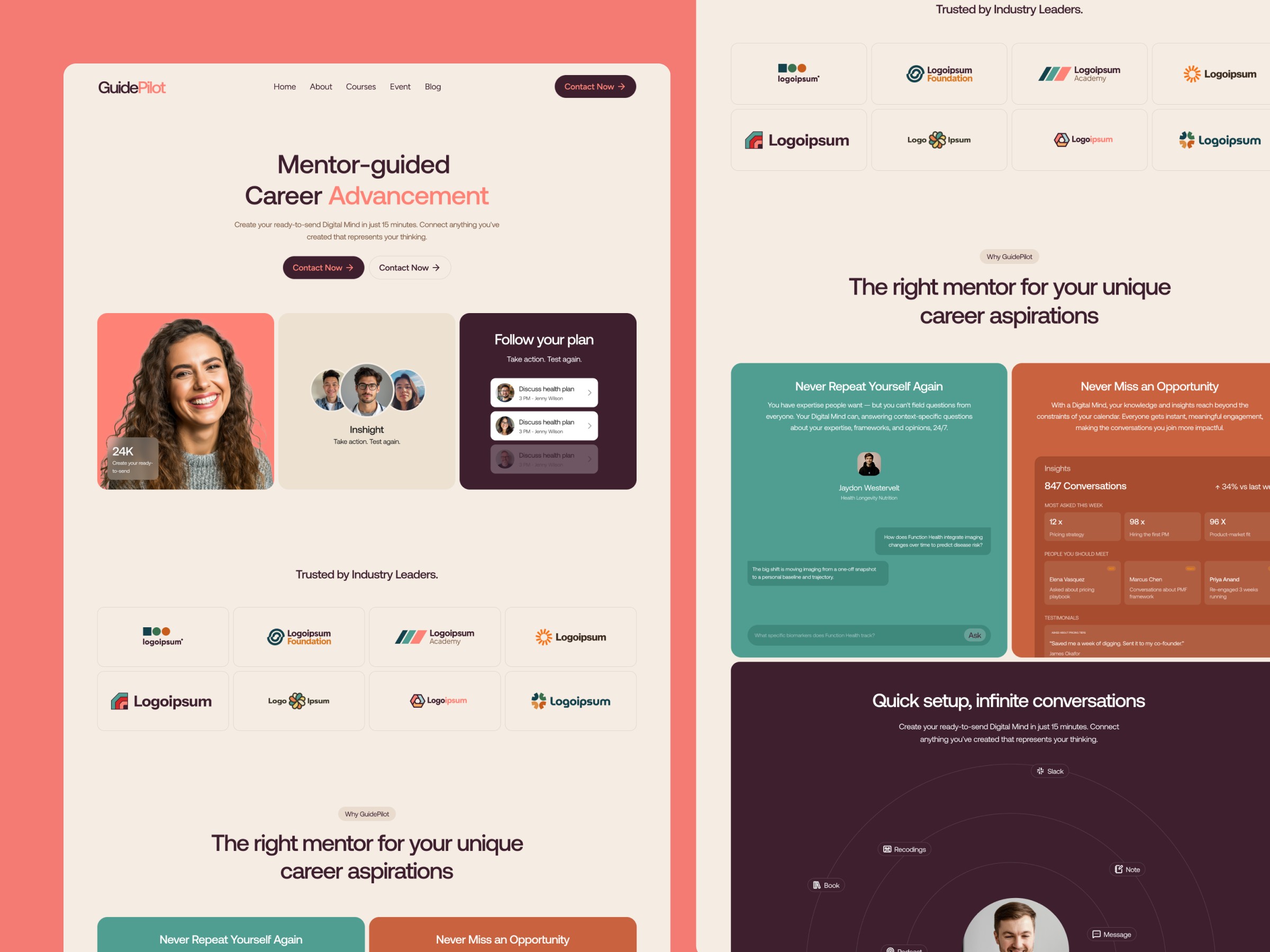 GuidePilot: Free Agency Website Template by Mezario — Free Education Framer Template preview