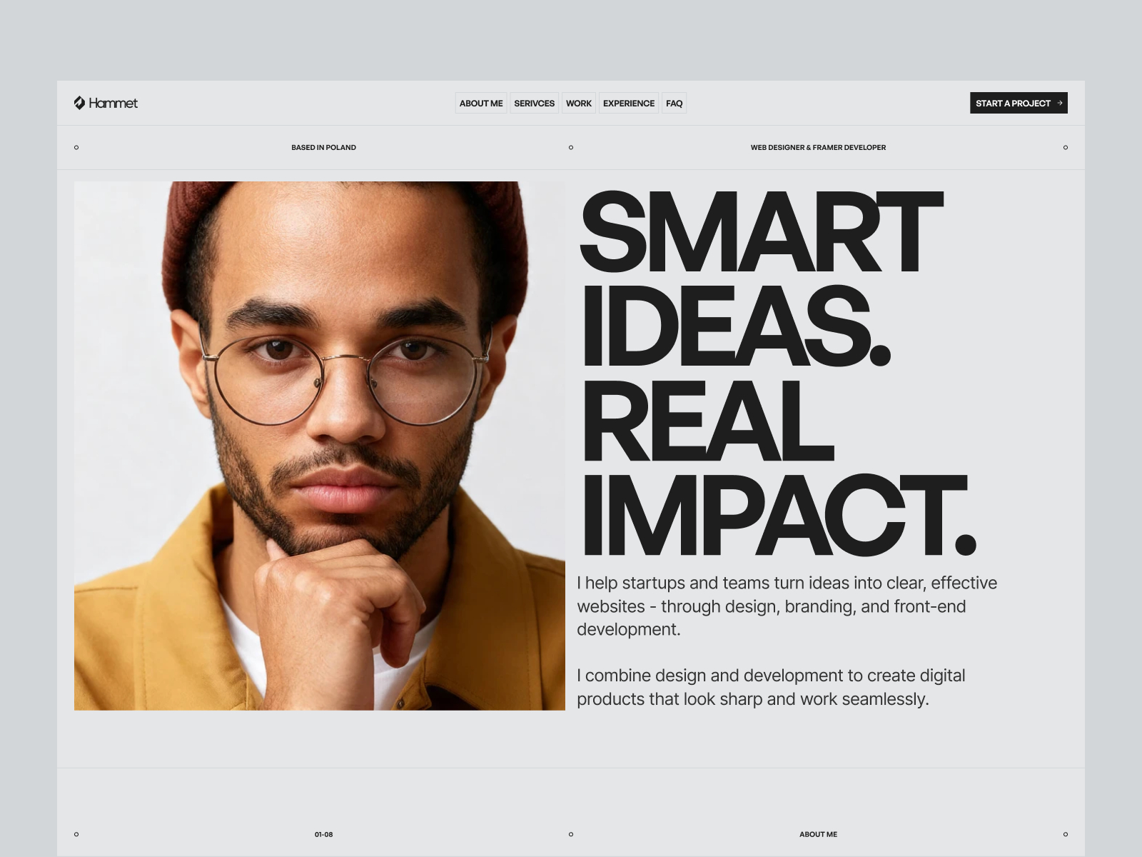 Hammet — Free Portfolio Framer Template preview