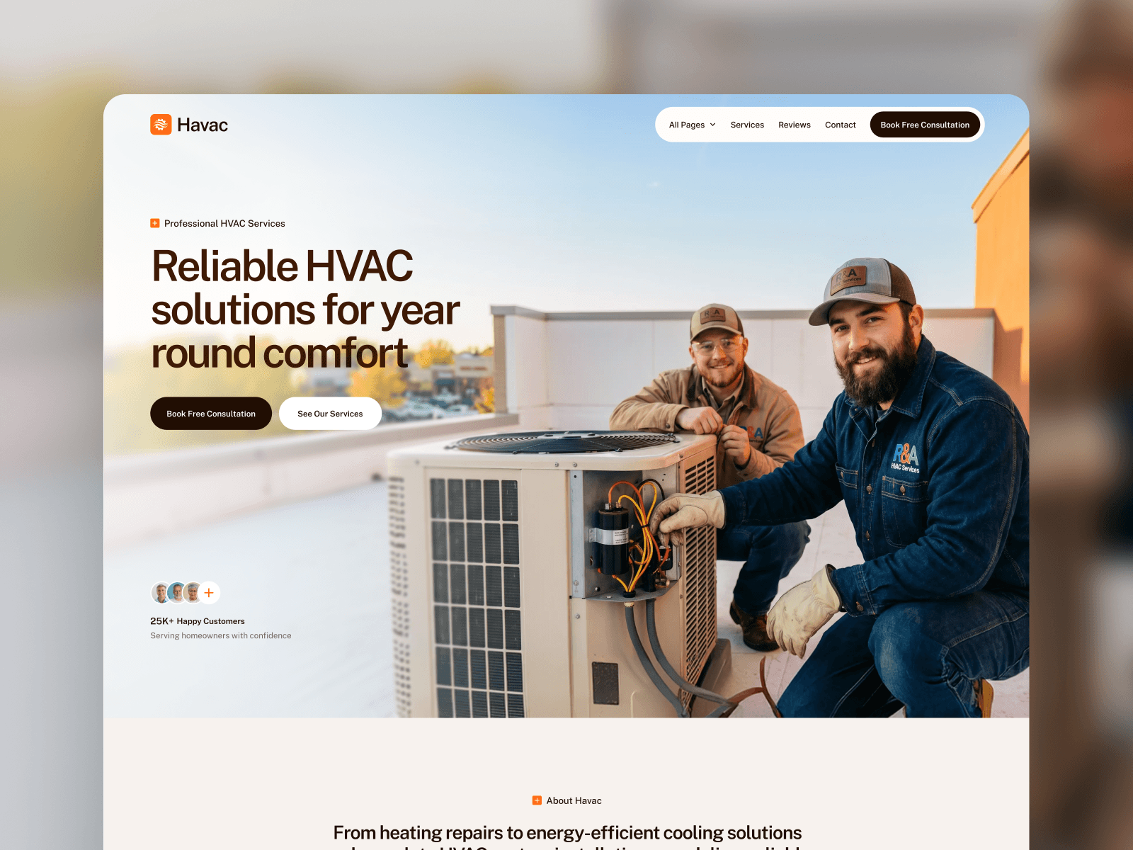 Havac — Free Home Services Framer Template preview