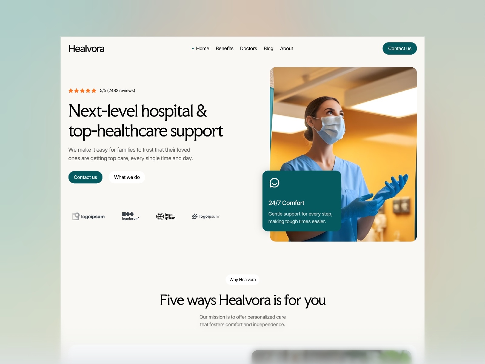 Healvora — Free Healthcare Clinic Framer Template preview