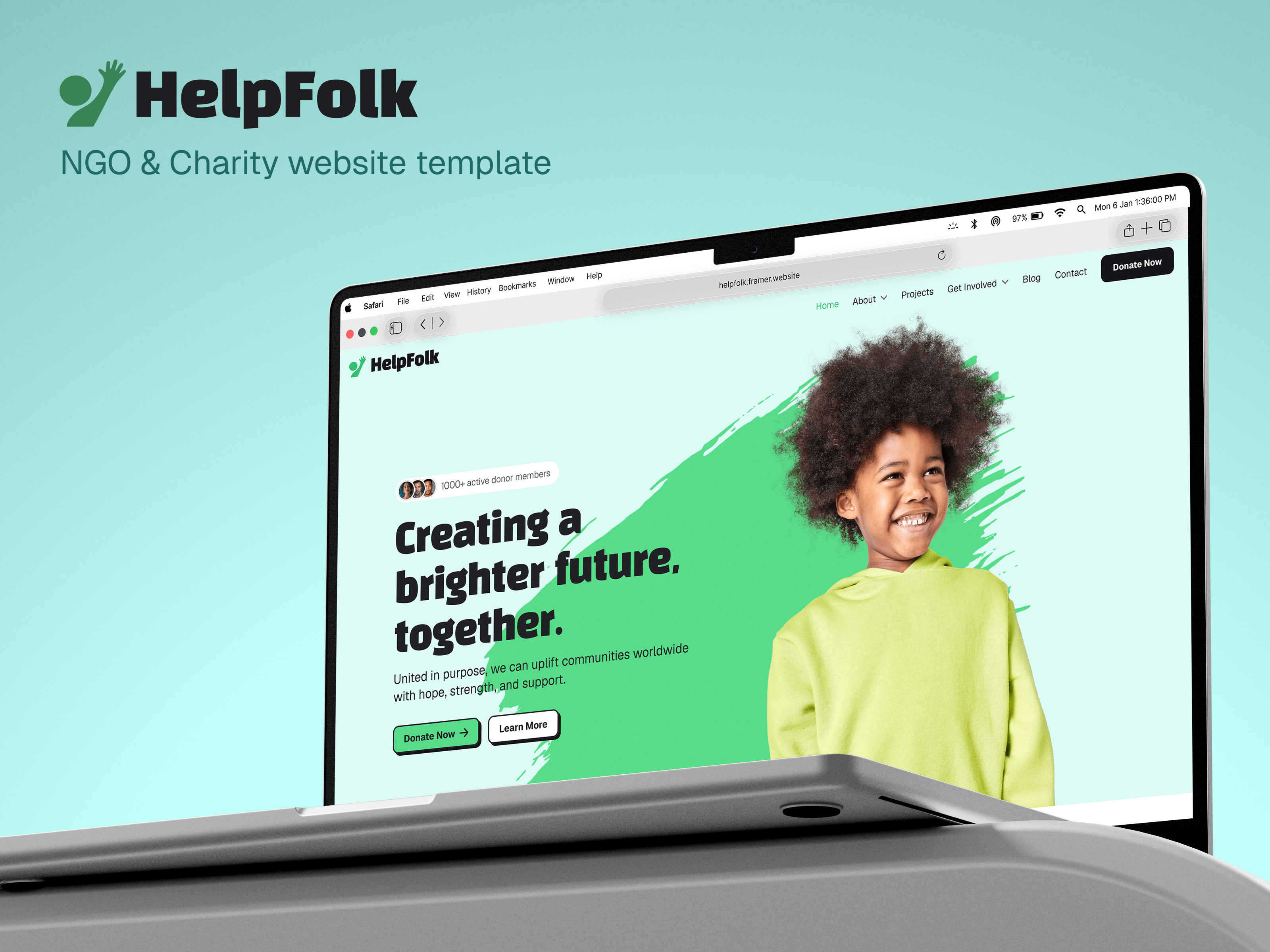HelpFolk — Free Events Framer Template preview