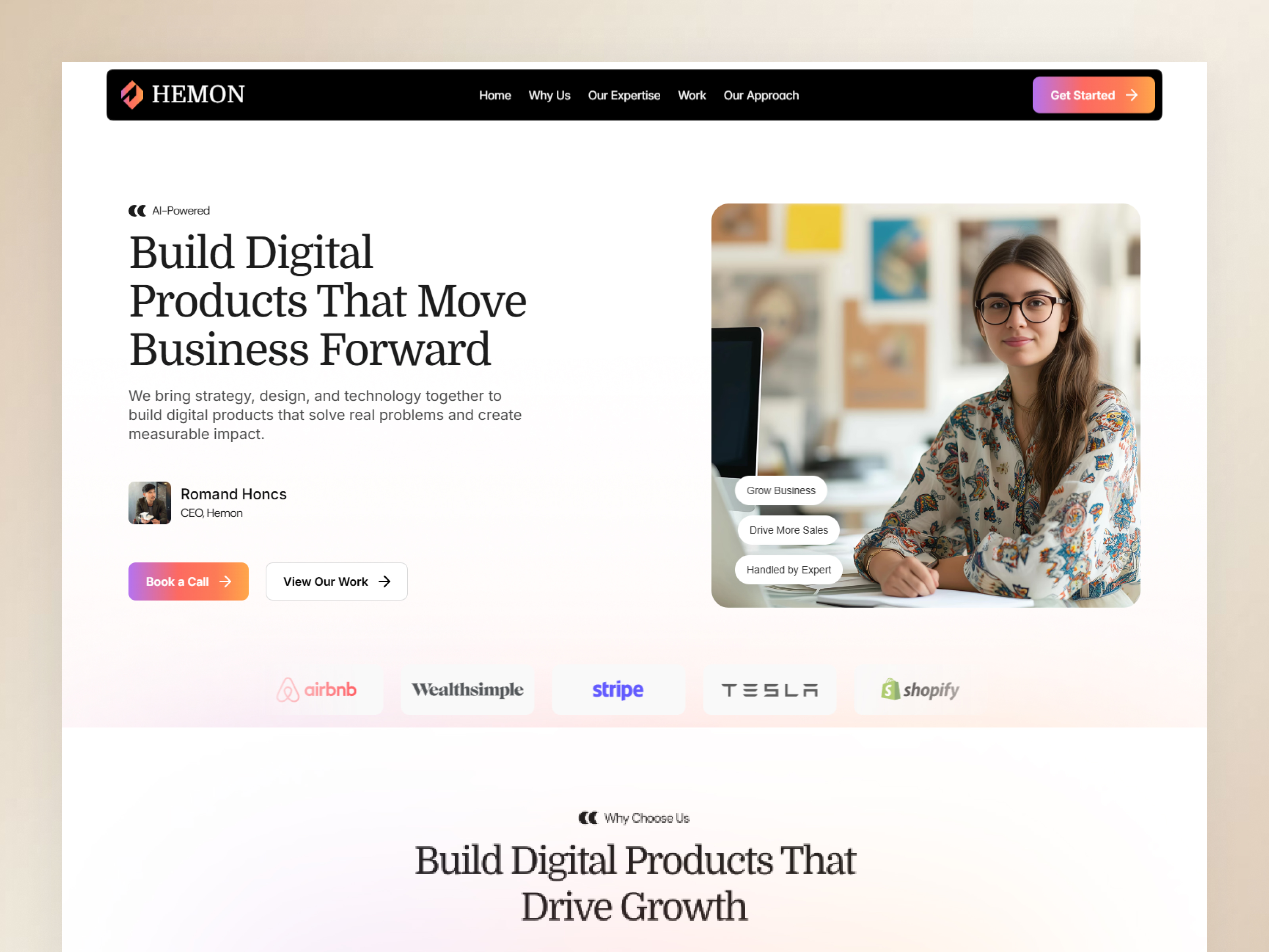 Hemon — Free Landing Page Template for Framer preview