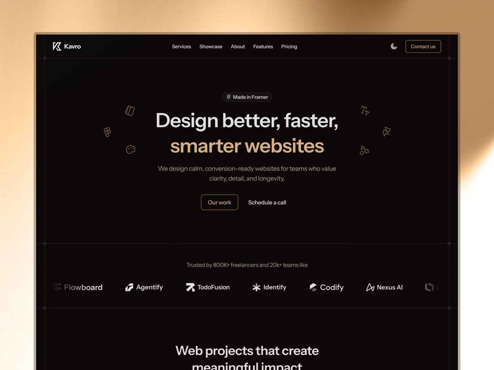 HexFly — Free Portfolio Website Template by Tanber Hossen — Free Portfolio Template for Framer by Tanber Hossen preview