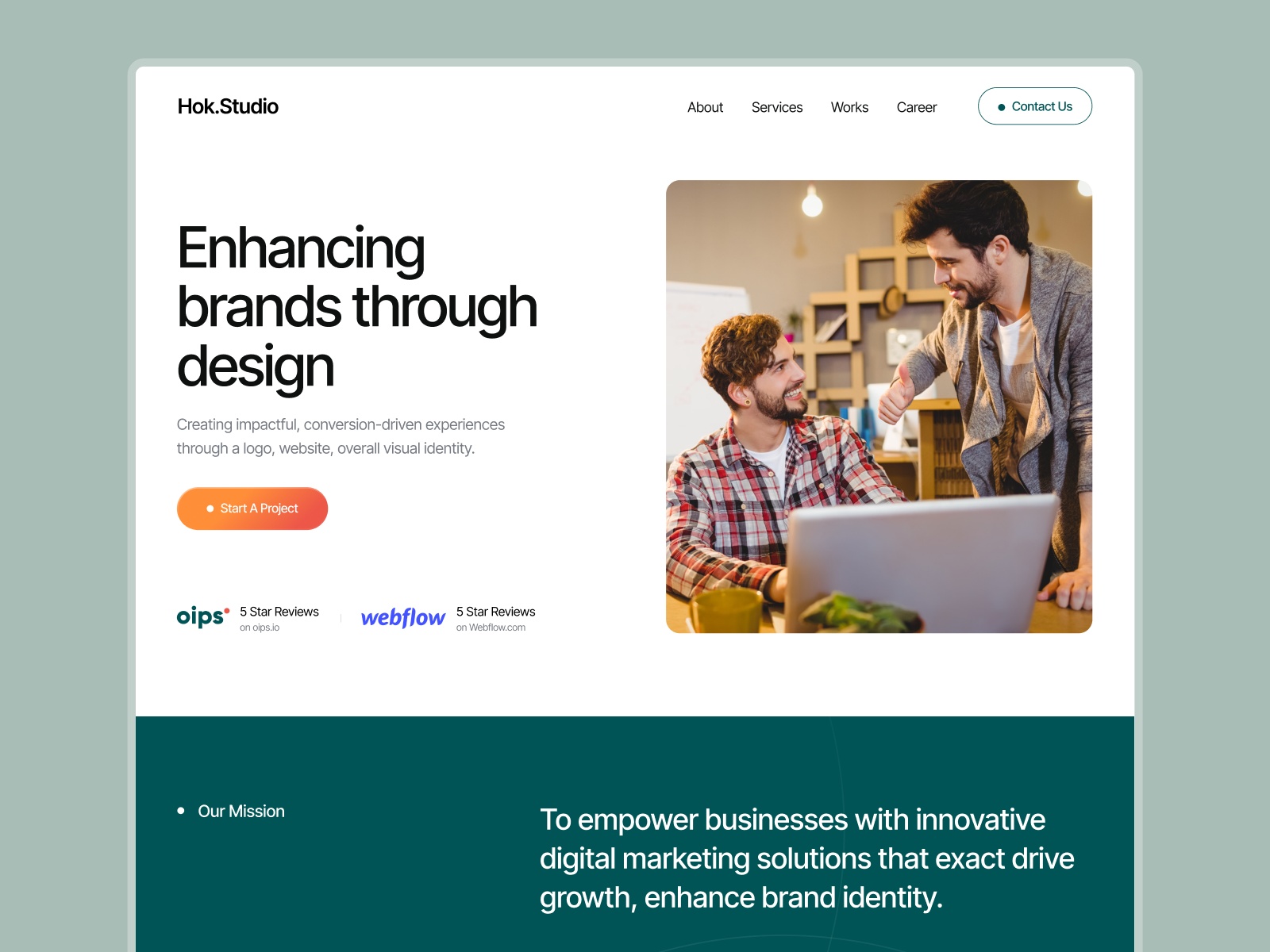 Hok Studio — Free Marketing Agency Framer Template preview