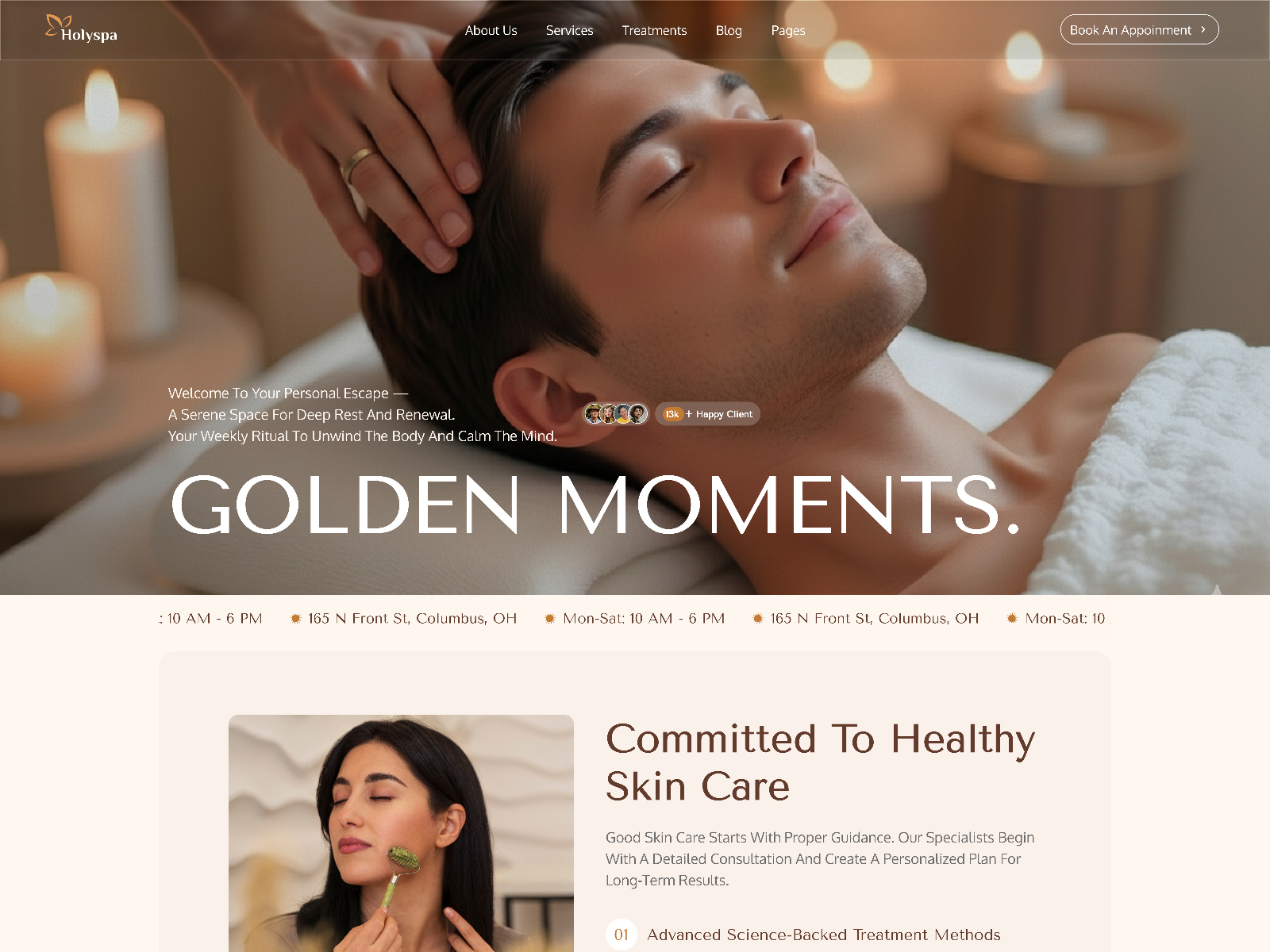 Holyspa — Free Spa & Skincare Framer Template preview