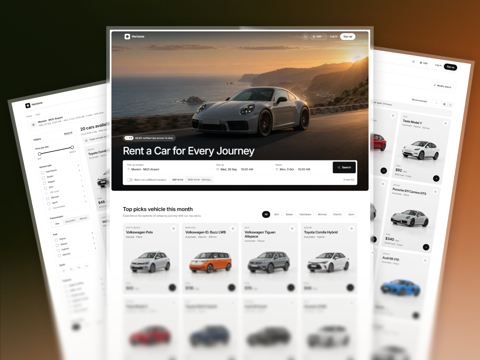 Horizone Rental — Free Automotive Template for Framer preview