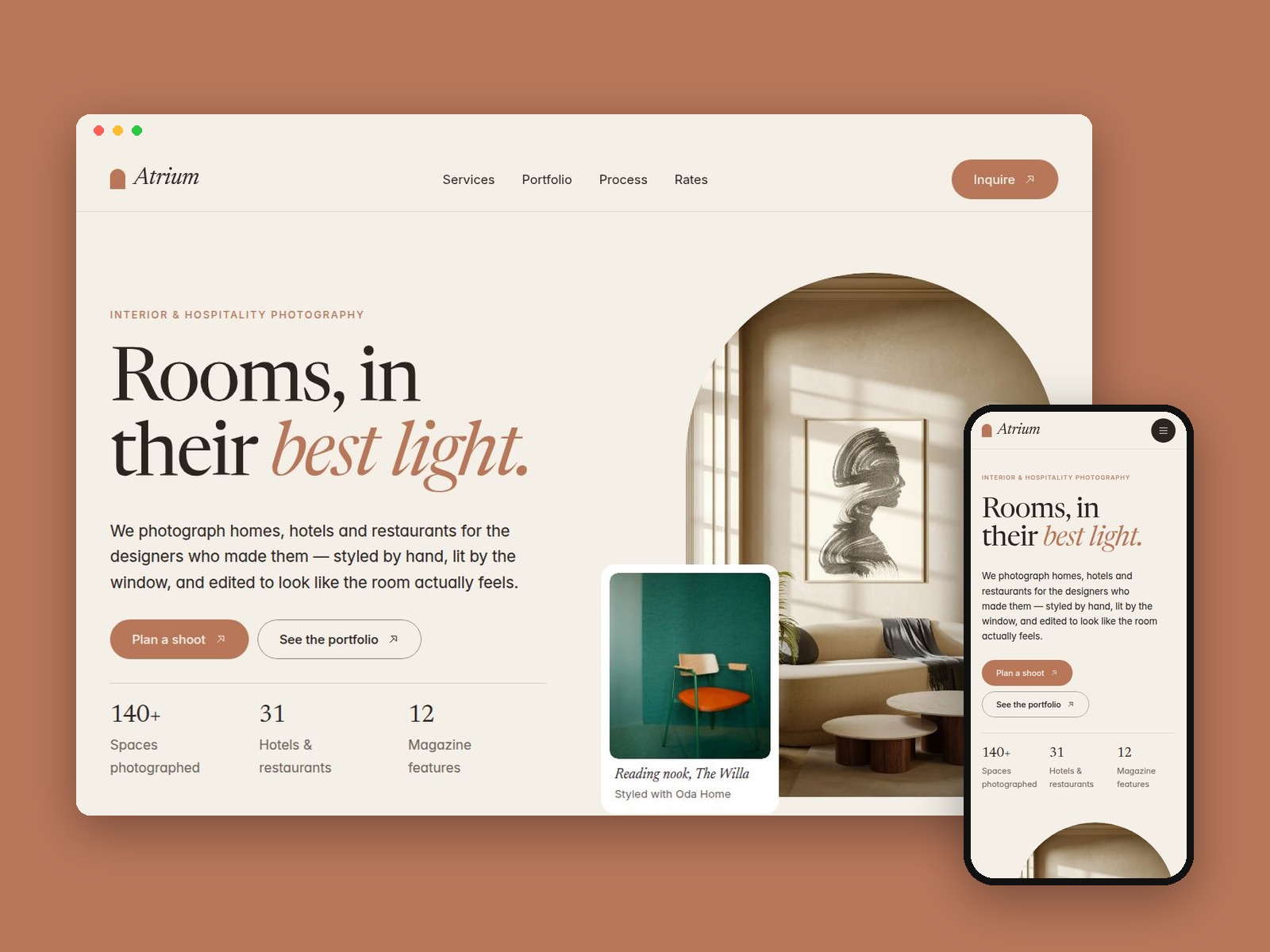 Hotel Photographer — Free Photography Template for Framer preview